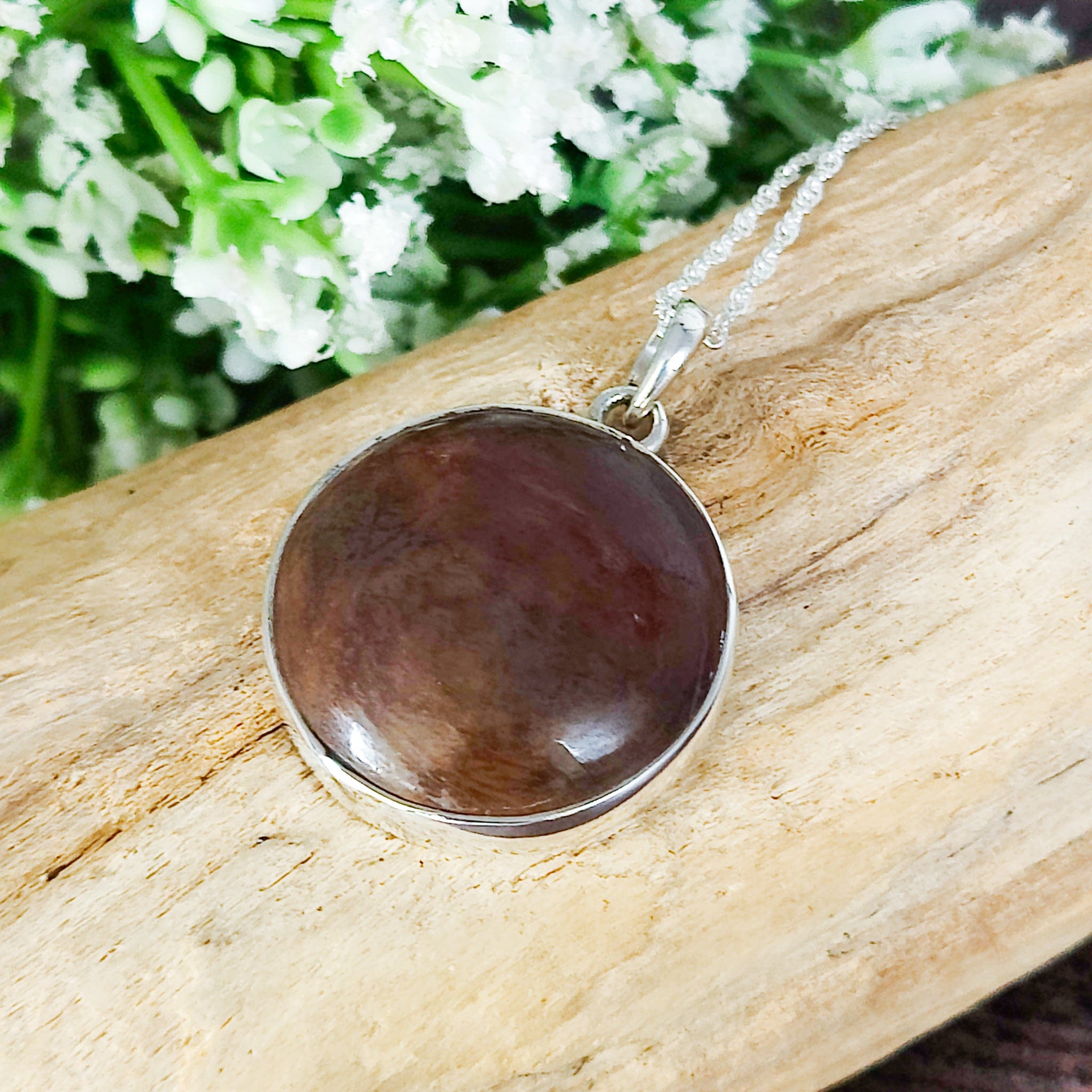 Hepburn and Hughes Dinosaur Pendant | Brontosaurus Fossil Necklace | 25mm circle | Sterling Silver