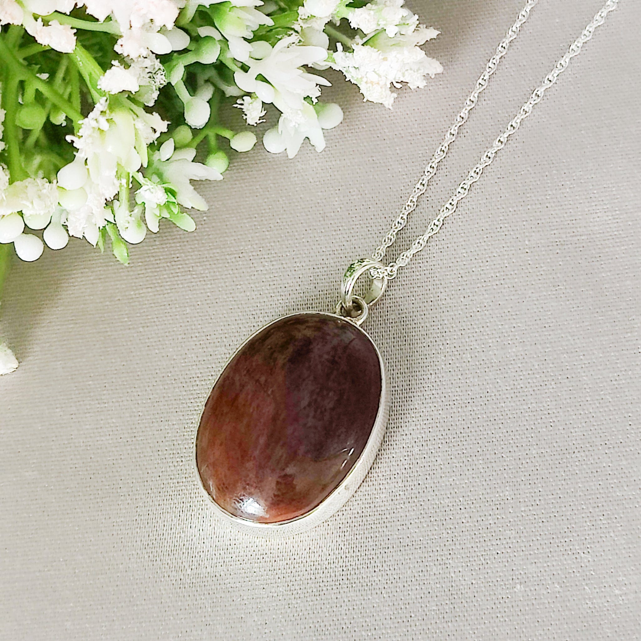 Hepburn and Hughes Dinosaur Pendant | Brontosaurus Fossil Necklace | 30mm Oval | Sterling Silver