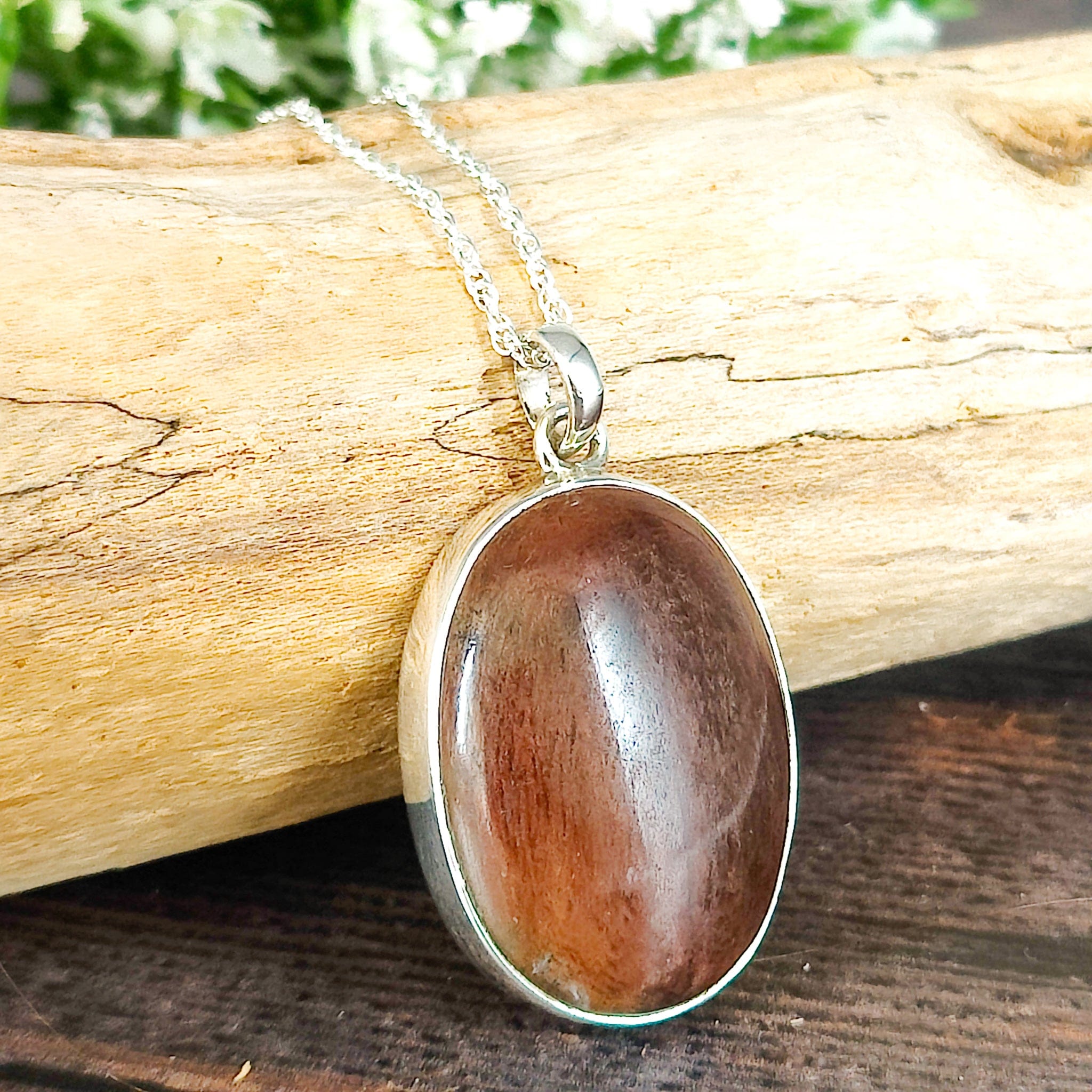 Hepburn and Hughes Dinosaur Pendant | Brontosaurus Fossil Necklace | 30mm Oval | Sterling Silver