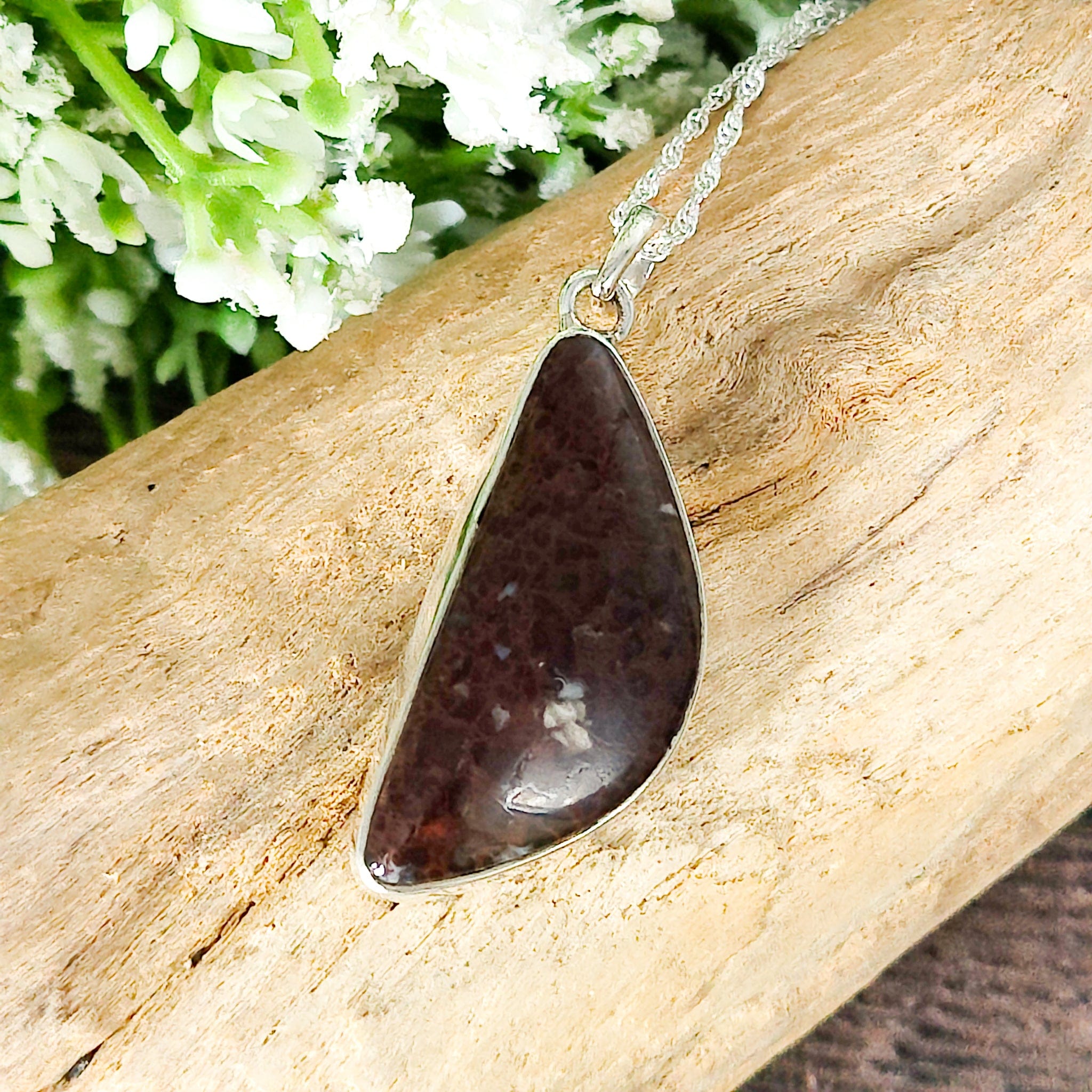 Hepburn and Hughes Dinosaur Pendant | Brontosaurus Fossil Necklace | 33mm abstract | Sterling Silver