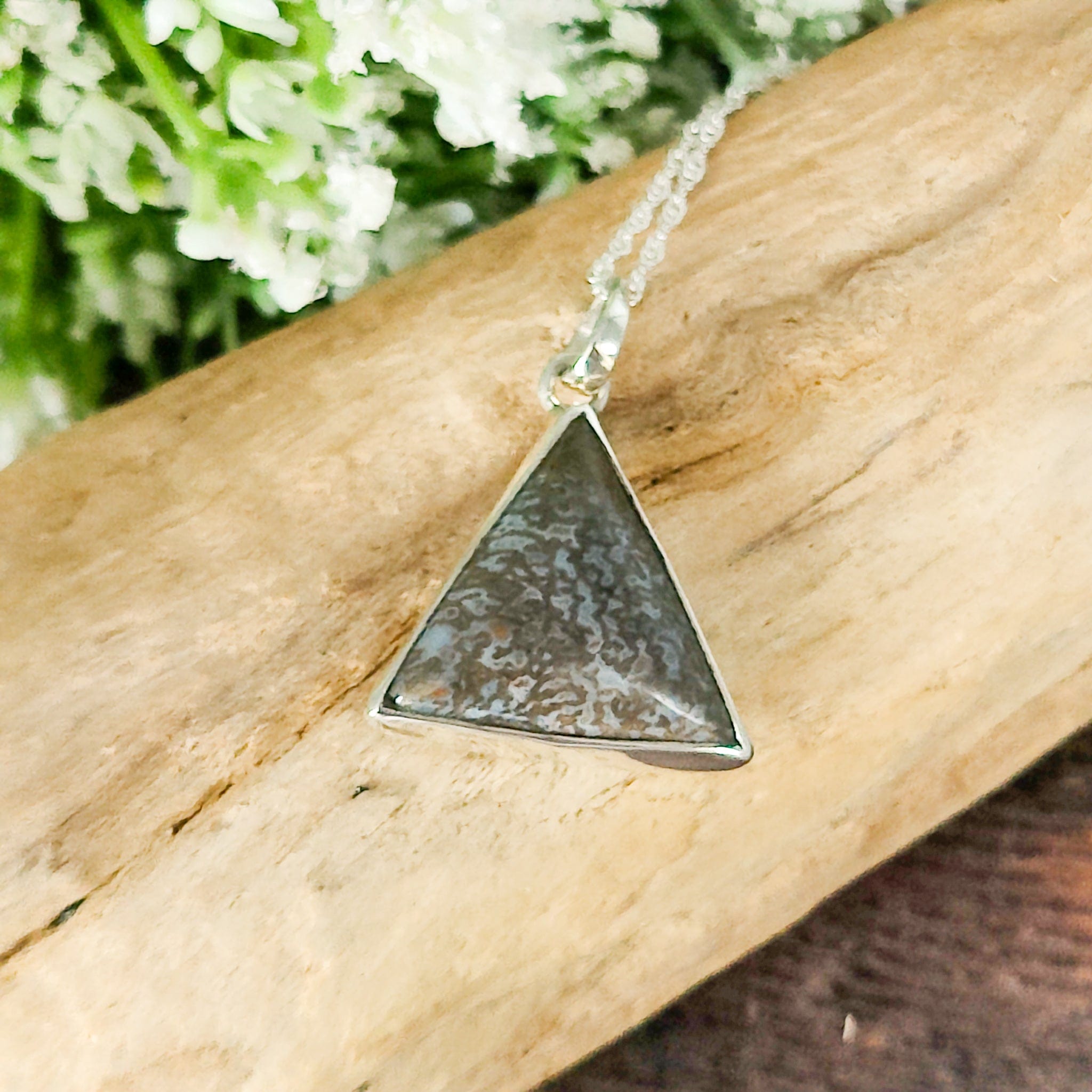 Hepburn and Hughes Dinosaur Pendant | Brontosaurus Fossil Necklace | triangle | Sterling Silver