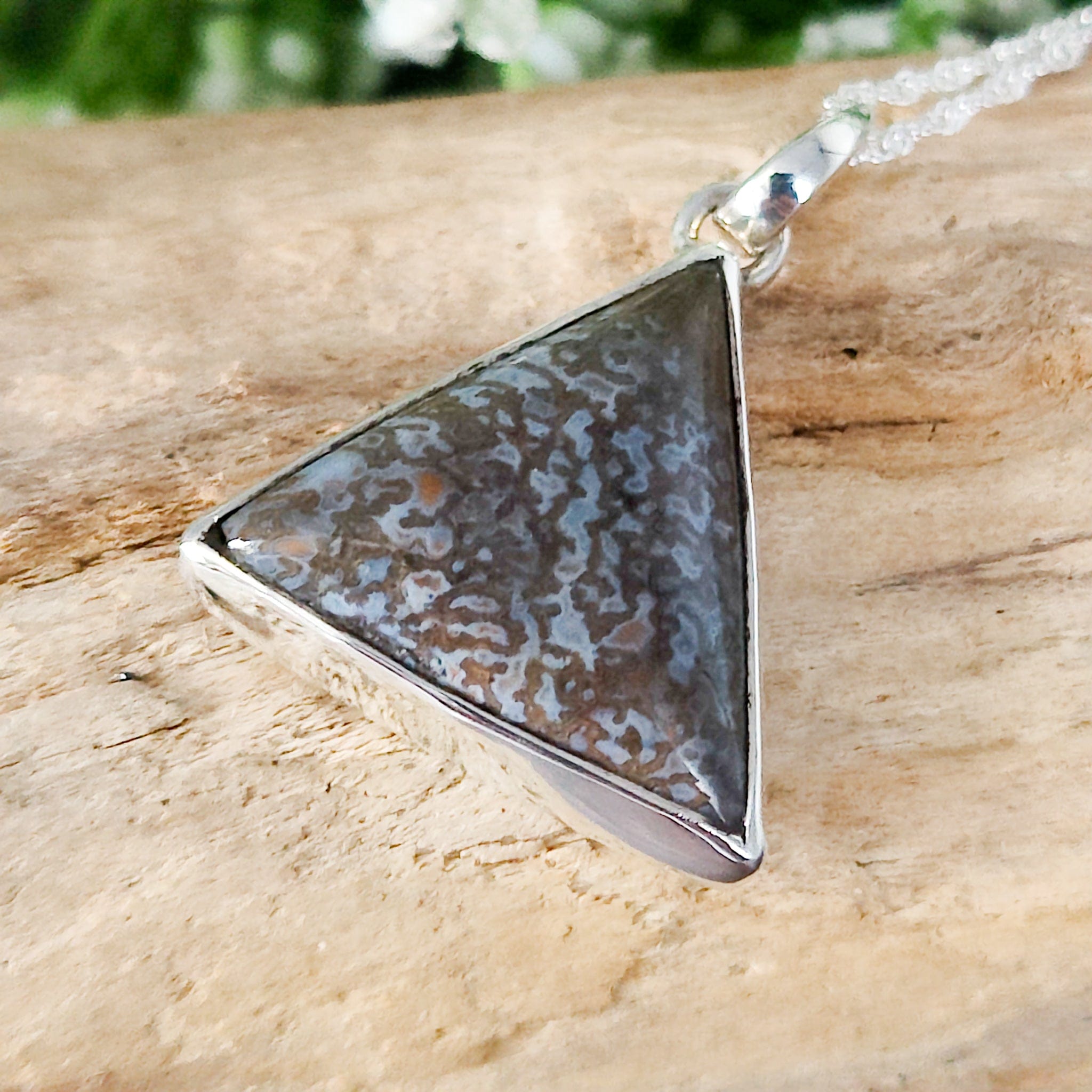 Hepburn and Hughes Dinosaur Pendant | Brontosaurus Fossil Necklace | triangle | Sterling Silver