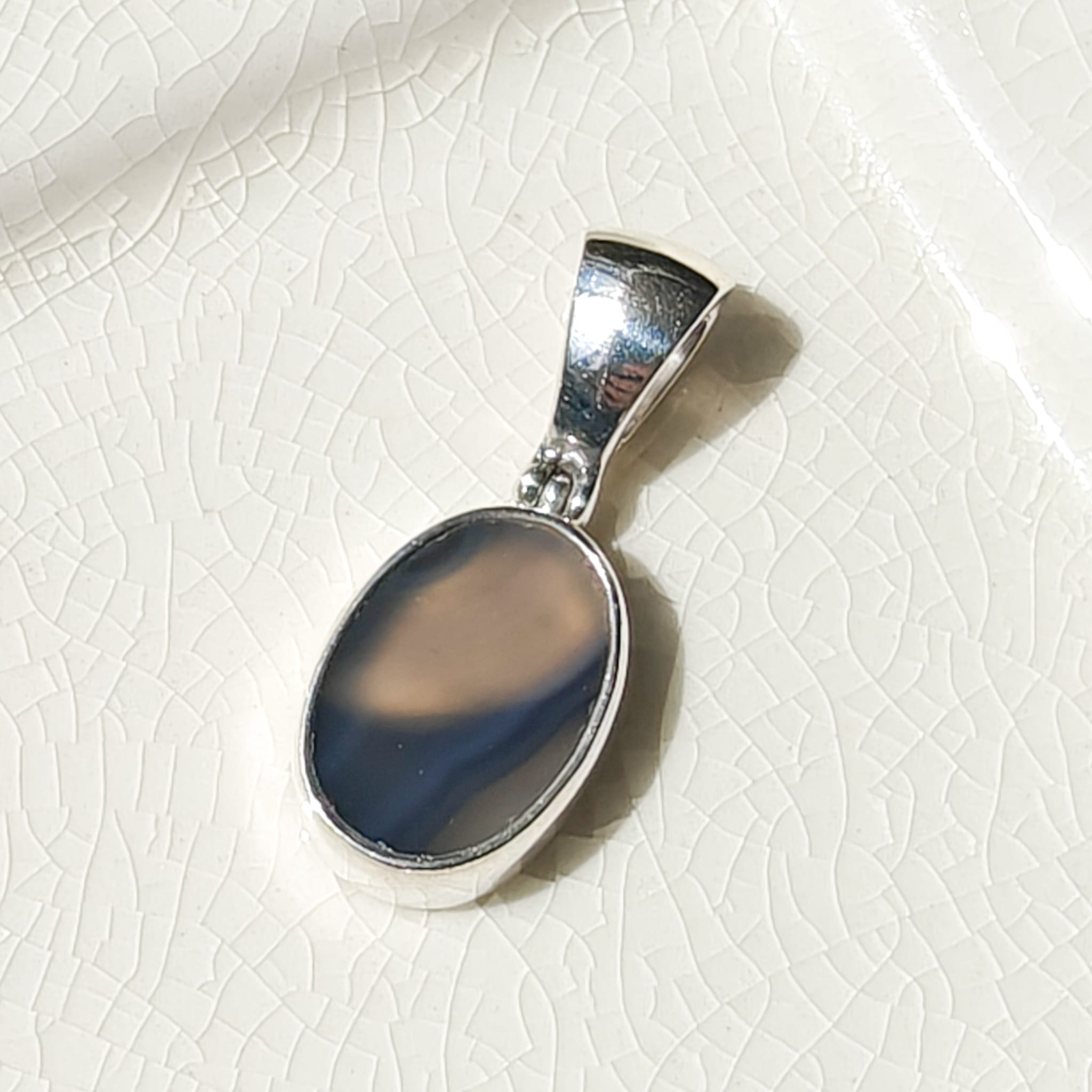 Hepburn and Hughes Earth Tones Agate Pendant in Sterling Silver | May birthstone and Gemini Gift