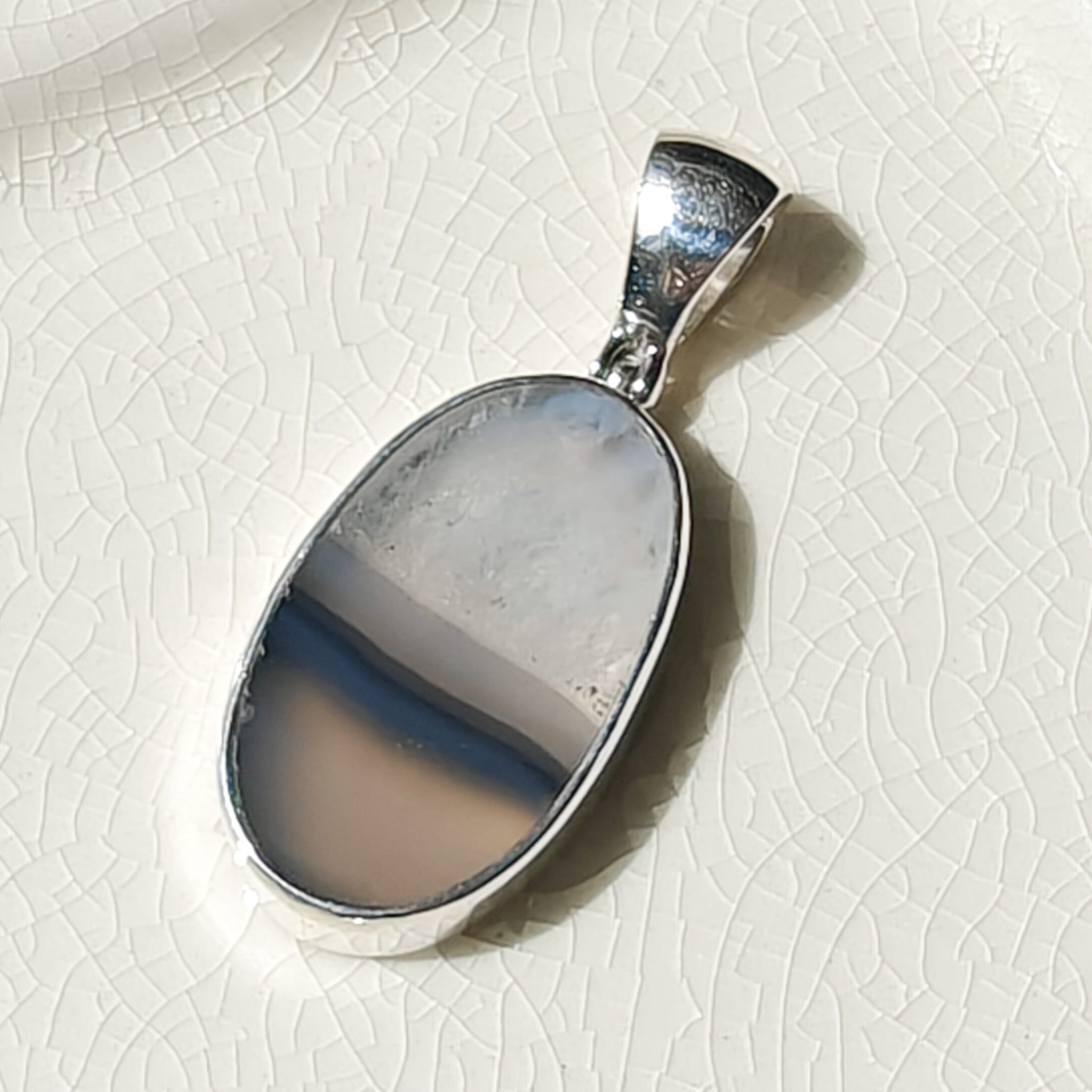 Hepburn and Hughes Earth Tones Agate Pendant in Sterling Silver | May birthstone and Gemini Gift