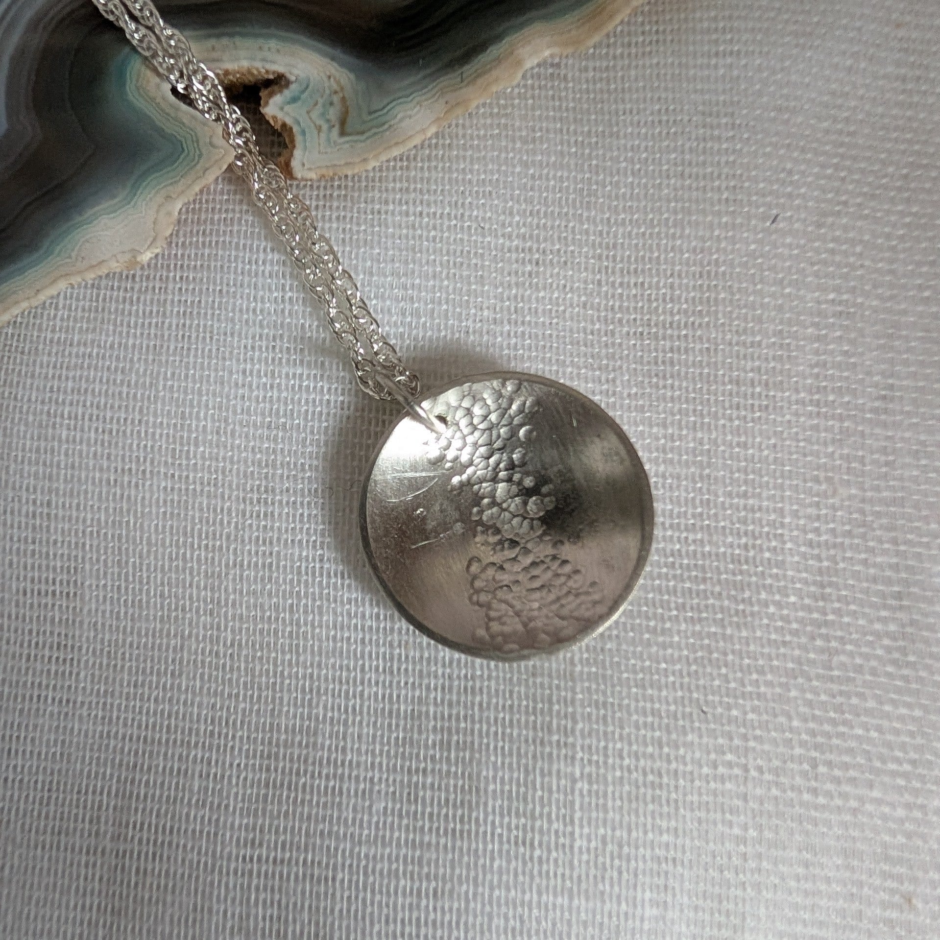 Dezanne Design Eco Silver Hammered Dome Pendant | 18 mm Circle | Necklace | Recycled Sterling Silver (Copy)