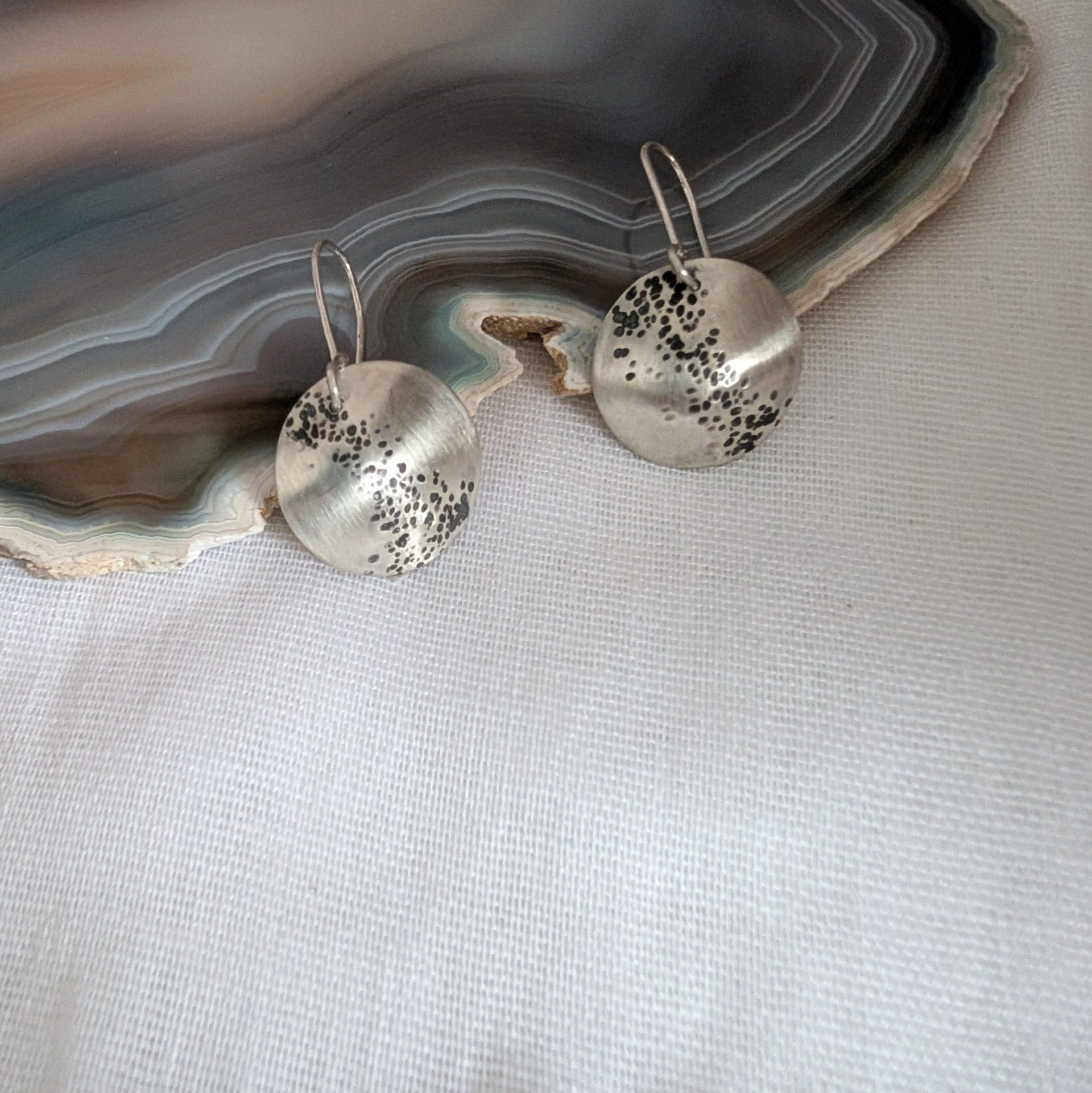 Dezanne Design Eco Silver Oxidised Dome Earrings | 18 mm Circle | Dangle and Drop Earrings | Recycled Sterling Silver (Copy)