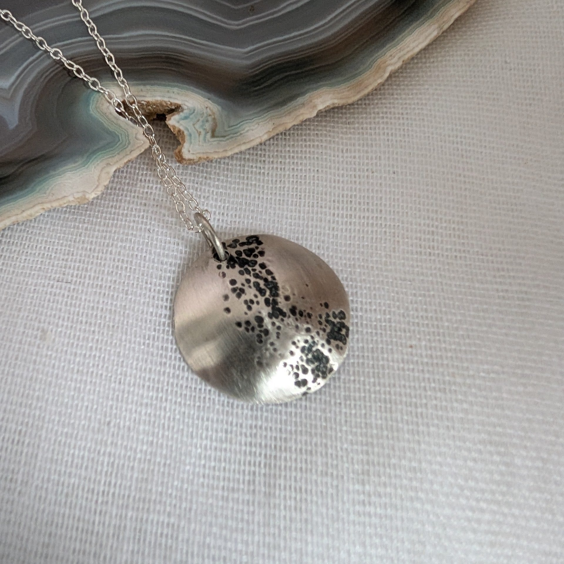 Dezanne Design Eco Silver Oxidised Hammered Dome Pendant | 18 mm Circle | Necklace | Recycled Sterling Silver (Copy) (Copy)