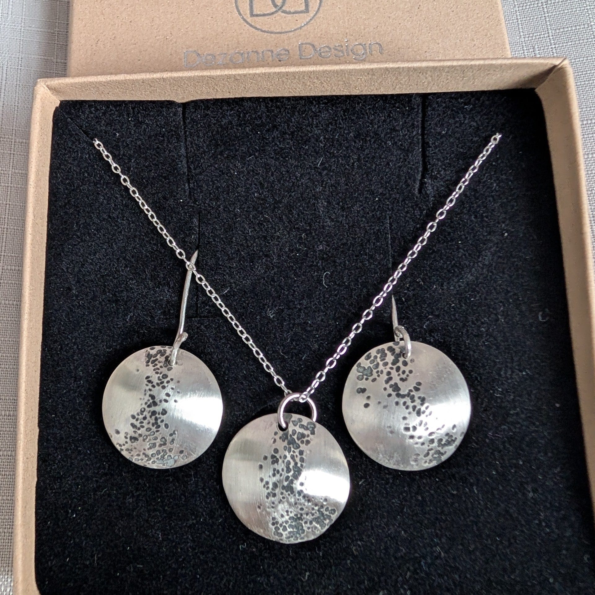 Dezanne Design Eco Silver Oxidised Hammered Dome Pendant | 18 mm Circle | Necklace | Recycled Sterling Silver (Copy) (Copy)