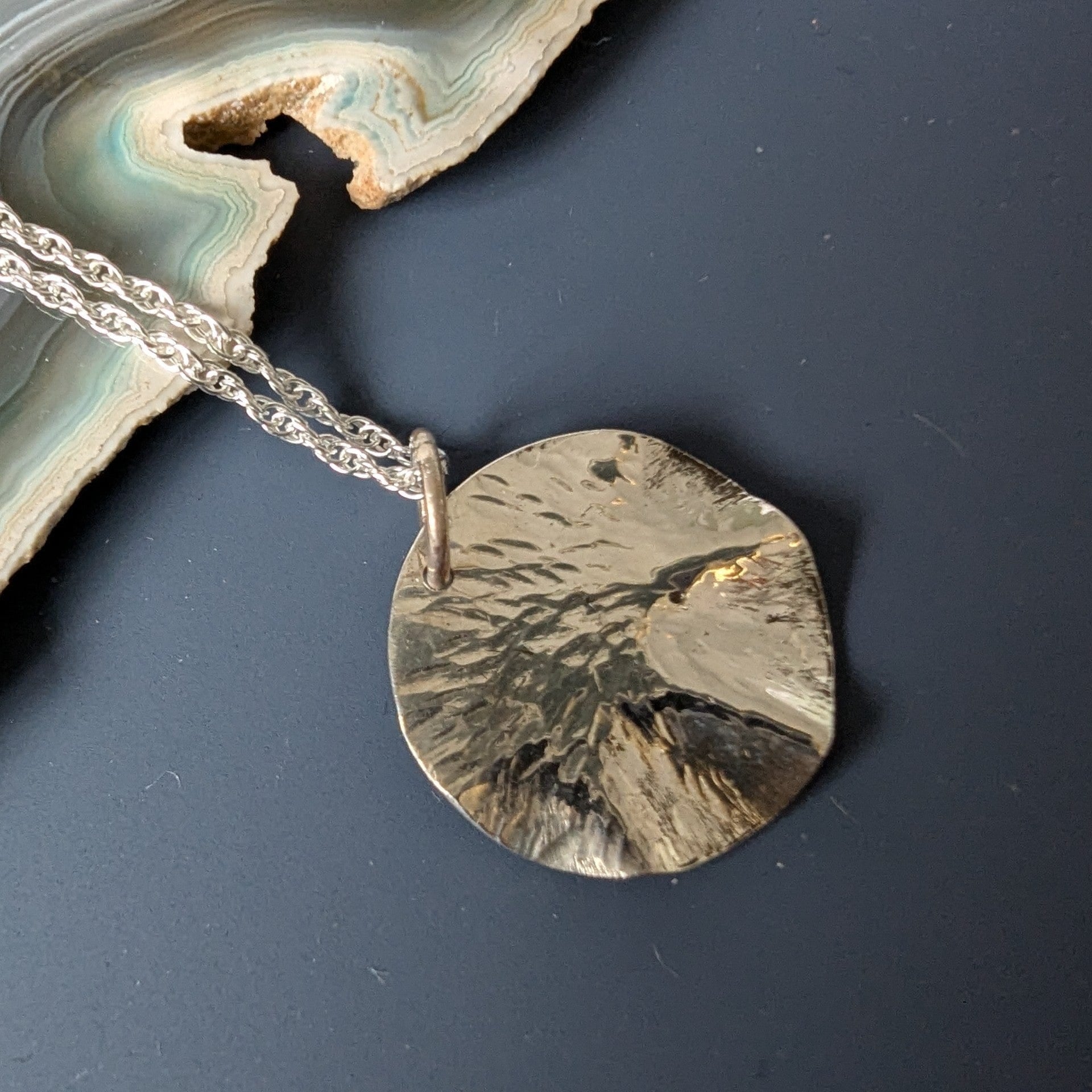 Dezanne Design Eco Silver Textured Round Pendant