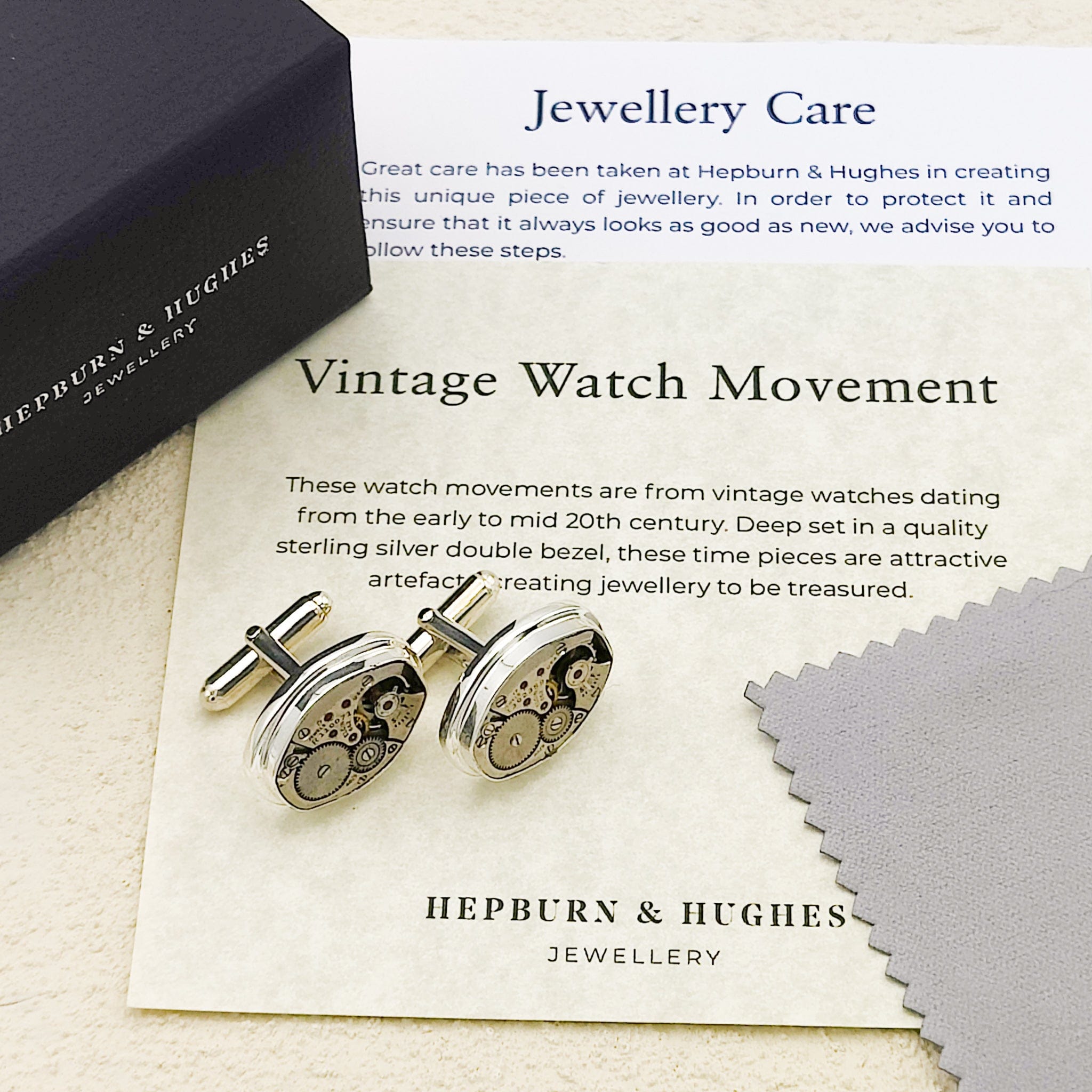 Hepburn and Hughes Elgin Watch Movement Cufflinks I Sterling Silver