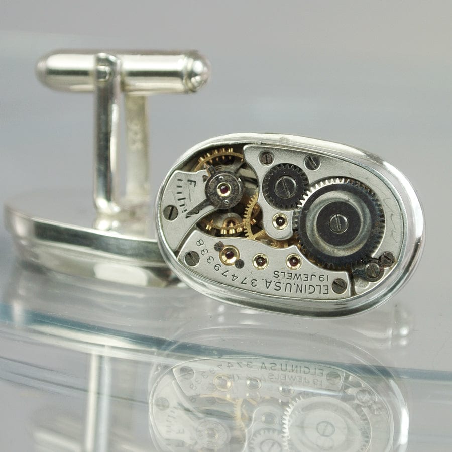 Hepburn and Hughes Elgin Watch Movement Cufflinks I Sterling Silver