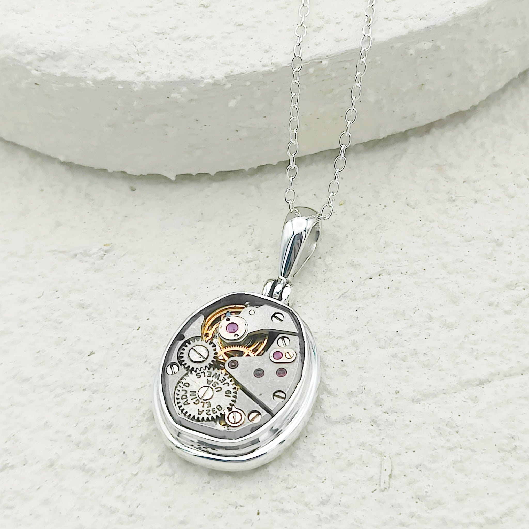 Hepburn & Hughes Elgin Watch Movement Pendant | Vintage Timepiece | Sterling Silver