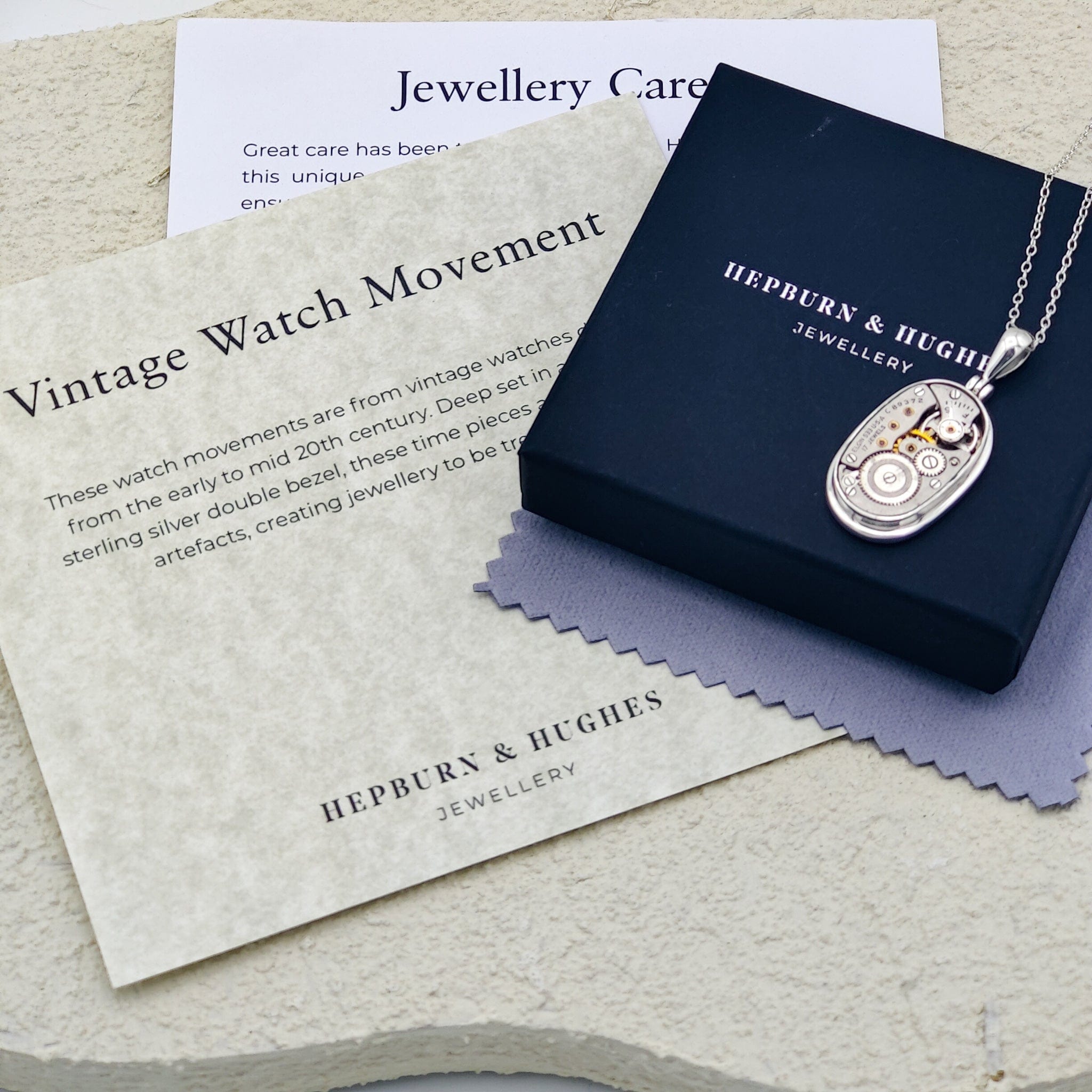 Hepburn & Hughes Elgin Watch Movement Pendant | Vintage Timepiece | Sterling Silver