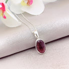 Hepburn and Hughes Garnet Gemstone Pendant | Oval | Aquarius Gift | Sterling Silver