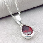 Hepburn and Hughes Garnet Pendant | Small Teardrop | 2nd anniversary gift | Sterling Silver