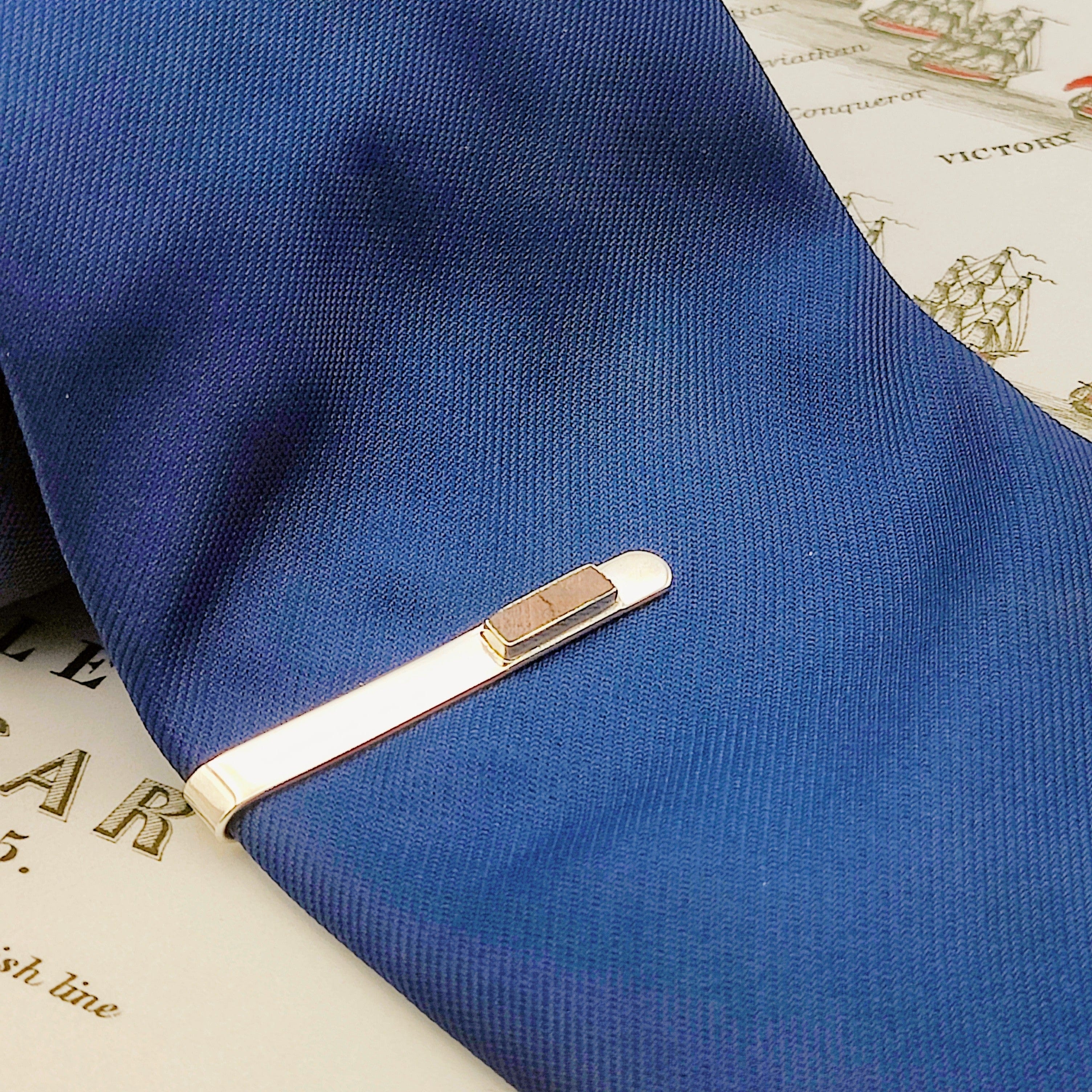 Hepburn and Hughes HMS Victory Oak Tie Pin for Men | Nautical Gift | Set in Sterling Silver