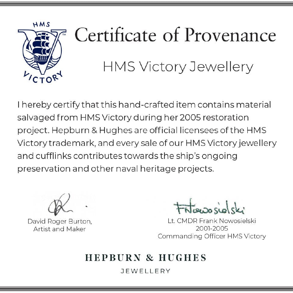 Hepburn and Hughes HMS Victory Oak Tie Pin for Men | Nautical Gift | Set in Sterling Silver
