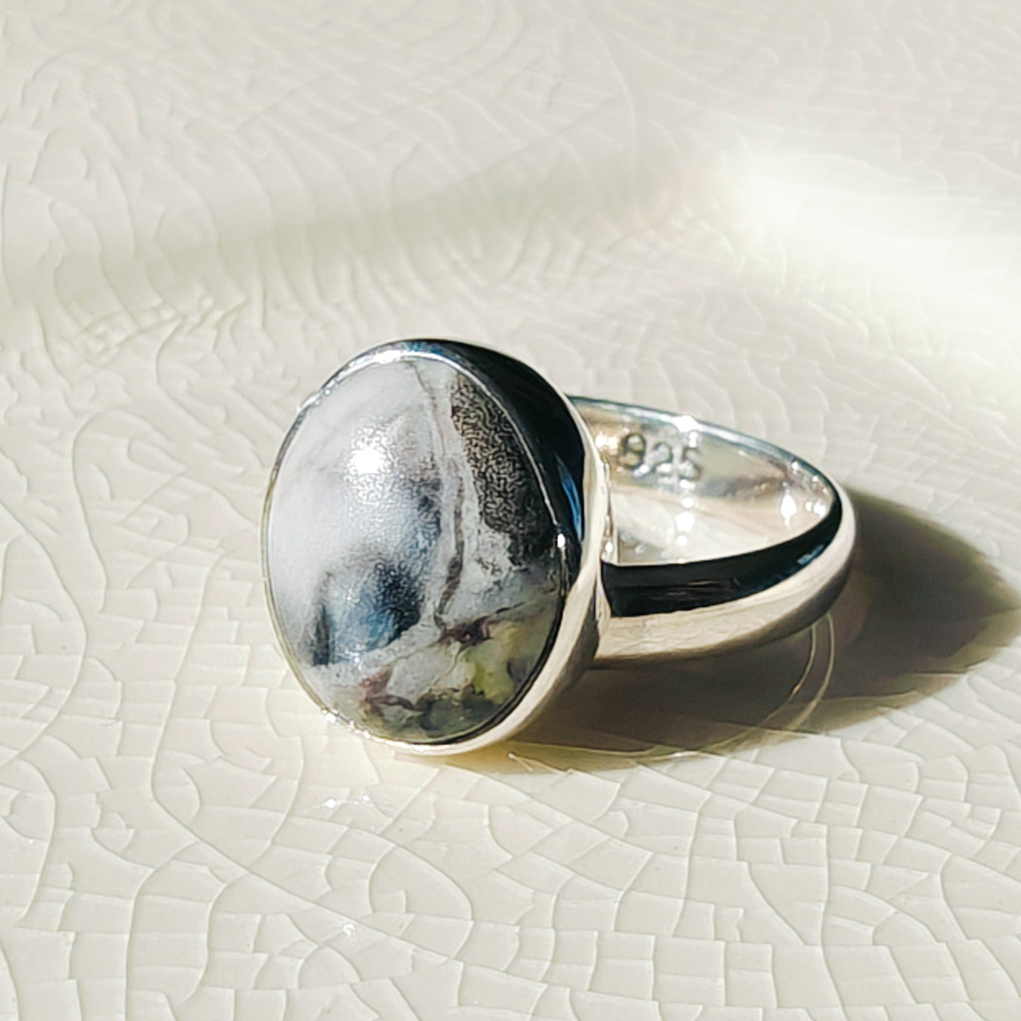 Hepburn and Hughes Isle of Skye Marble Adjustable Ring | Sterling Silver Scottish Heritage Jewellery