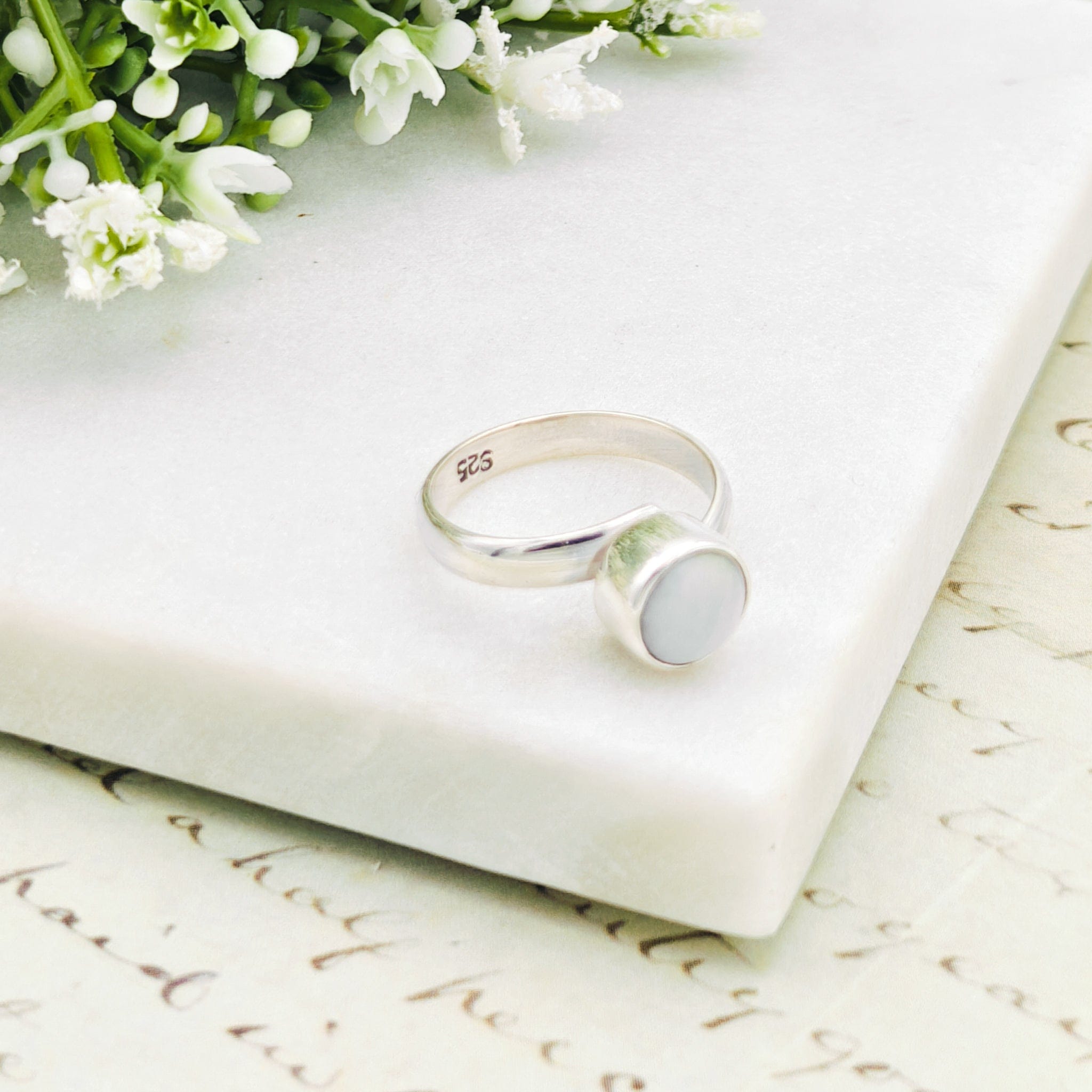 Hepburn and Hughes Isle of Skye Marble Adjustable Ring | Sterling Silver Scottish Heritage Jewellery
