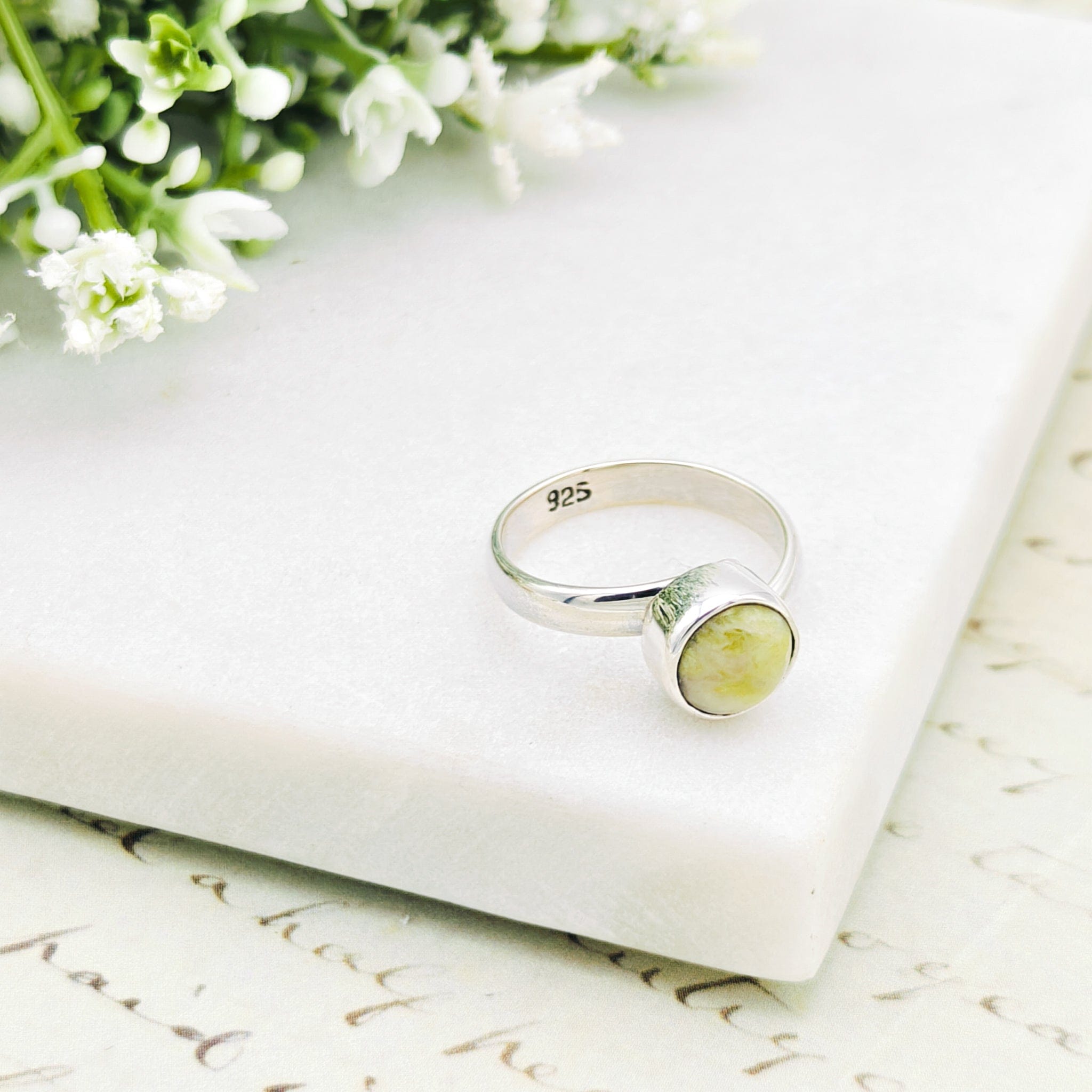 Hepburn and Hughes Isle of Skye Marble Adjustable Ring | Sterling Silver Scottish Heritage Jewellery