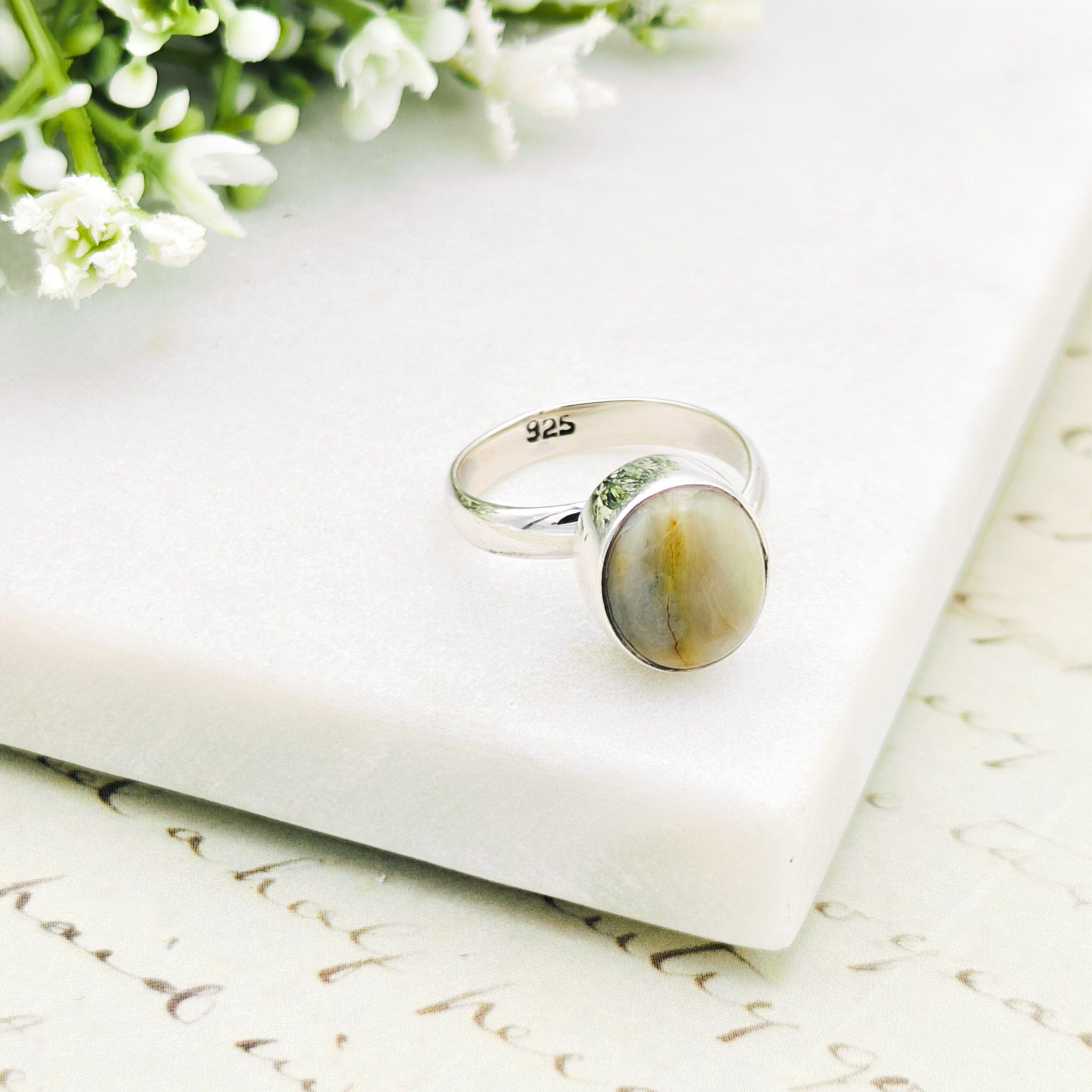 Hepburn and Hughes Isle of Skye Marble Adjustable Ring | Sterling Silver Scottish Heritage Jewellery