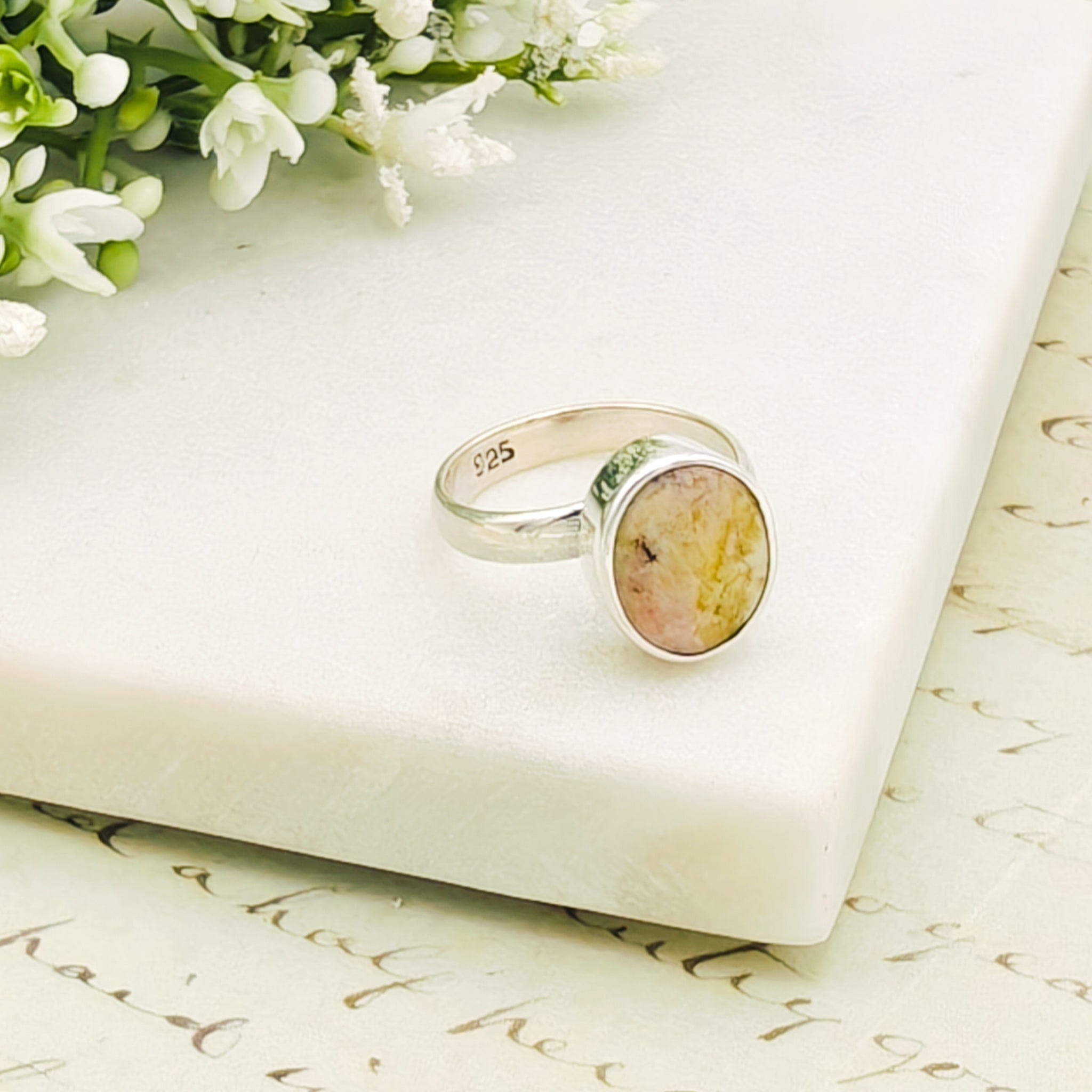 Hepburn and Hughes Isle of Skye Marble Adjustable Ring | Sterling Silver Scottish Heritage Jewellery
