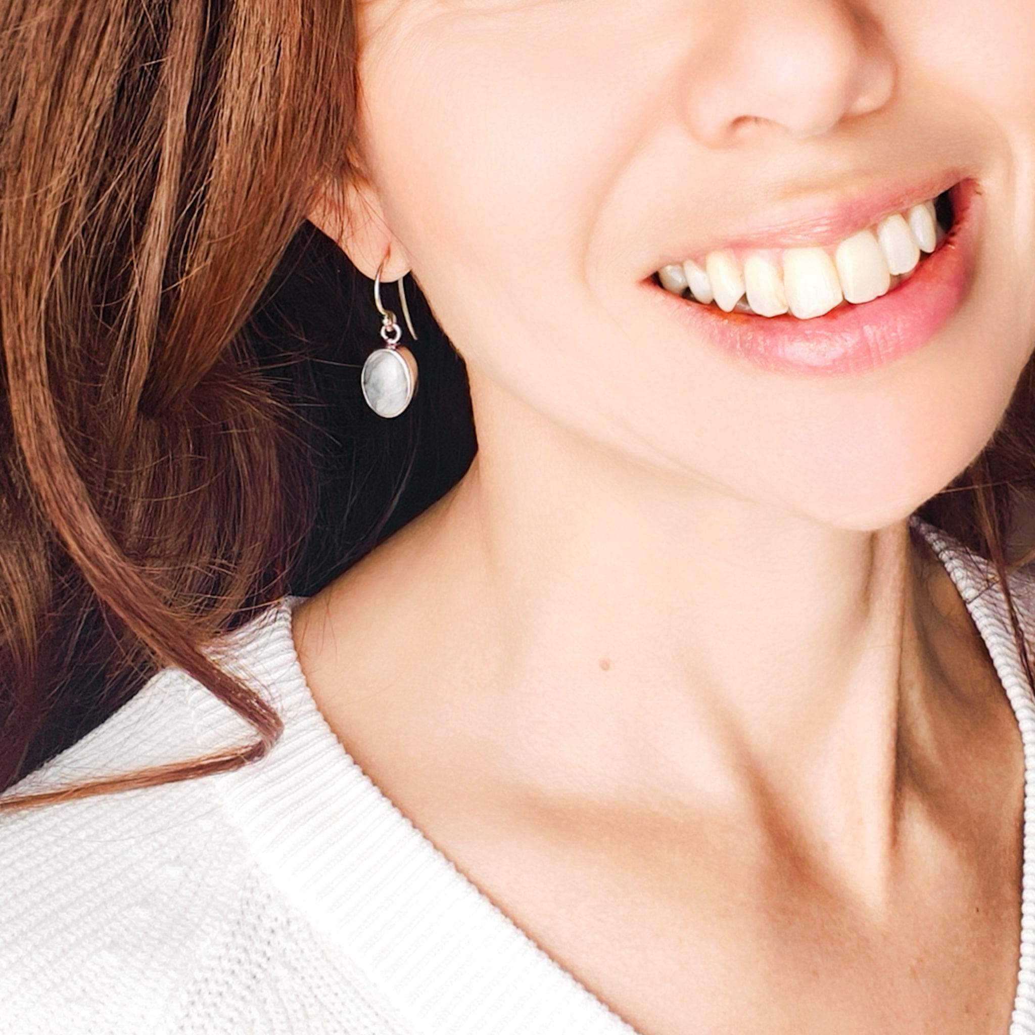 Hepburn and Hughes Isle of Skye Marble Earrings | Scottish Gift | 10mm Oval | Sterling Silve