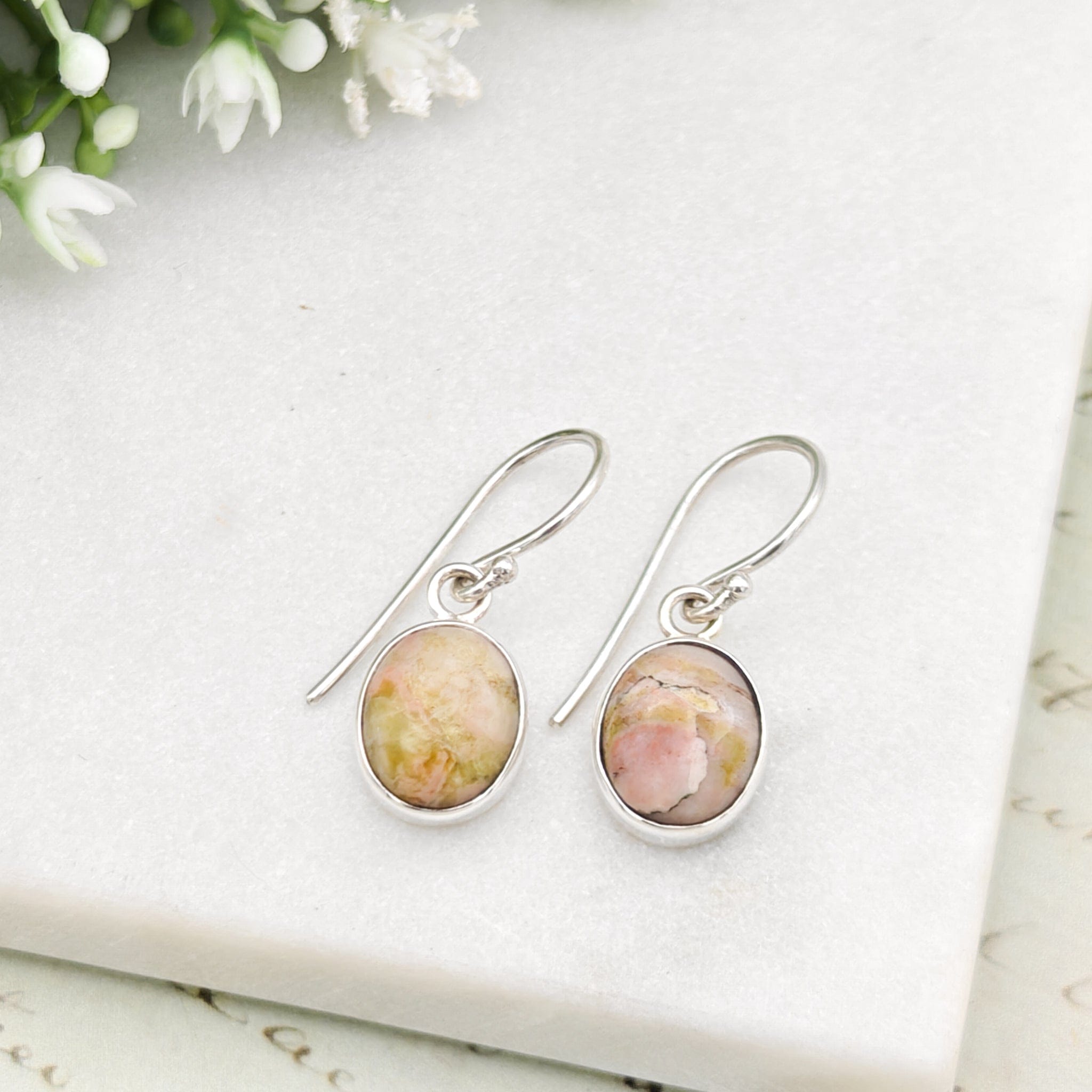 Hepburn and Hughes Isle of Skye Marble Earrings | Scottish Gift | 10mm Oval | Sterling Silve