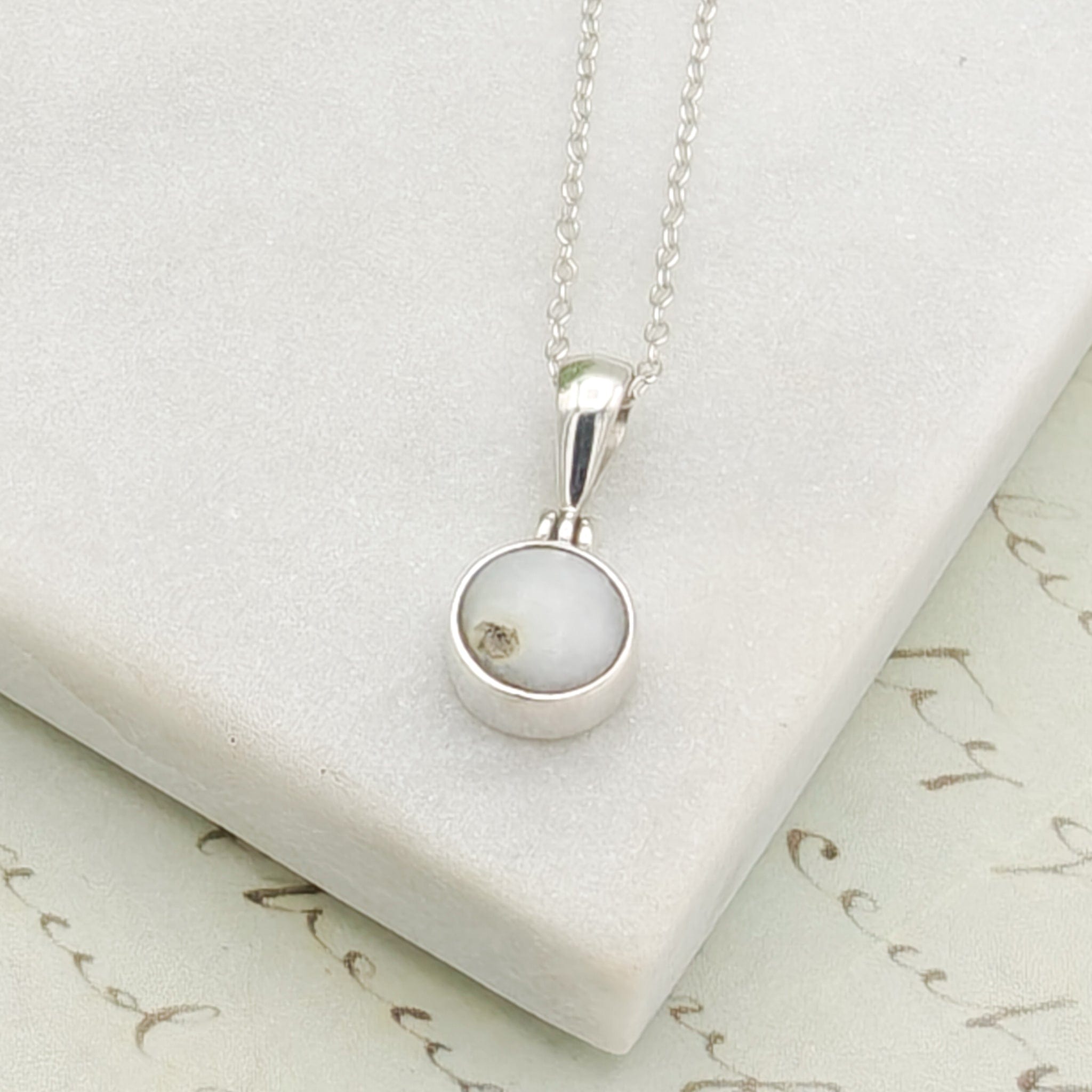 Hepburn & Hughes Isle of Skye Marble Pendant | Scotland Gift | 7mm Stone | Sterling Silver