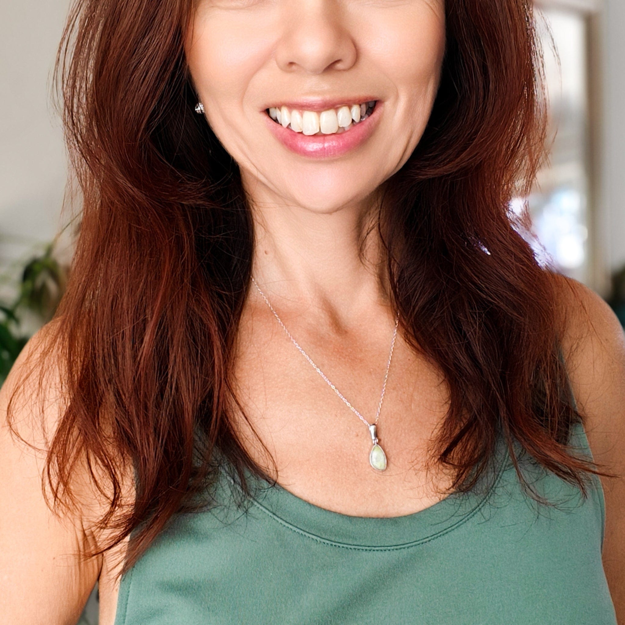 Hepburn & Hughes Isle of Skye Marble Pendant | Scotland Gift | Pale Green Stone | Sterling Silver