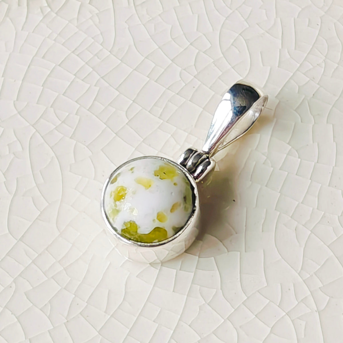 Hepburn and Hughes Isle of Skye Marble Pendant | Scottish Gift | 8mm Round Stones | Sterling Silver