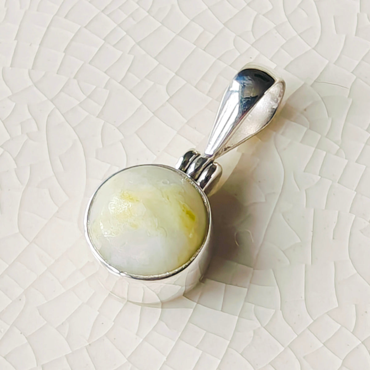Hepburn and Hughes Isle of Skye Marble Pendant | Scottish Gift | 8mm Round Stones | Sterling Silver