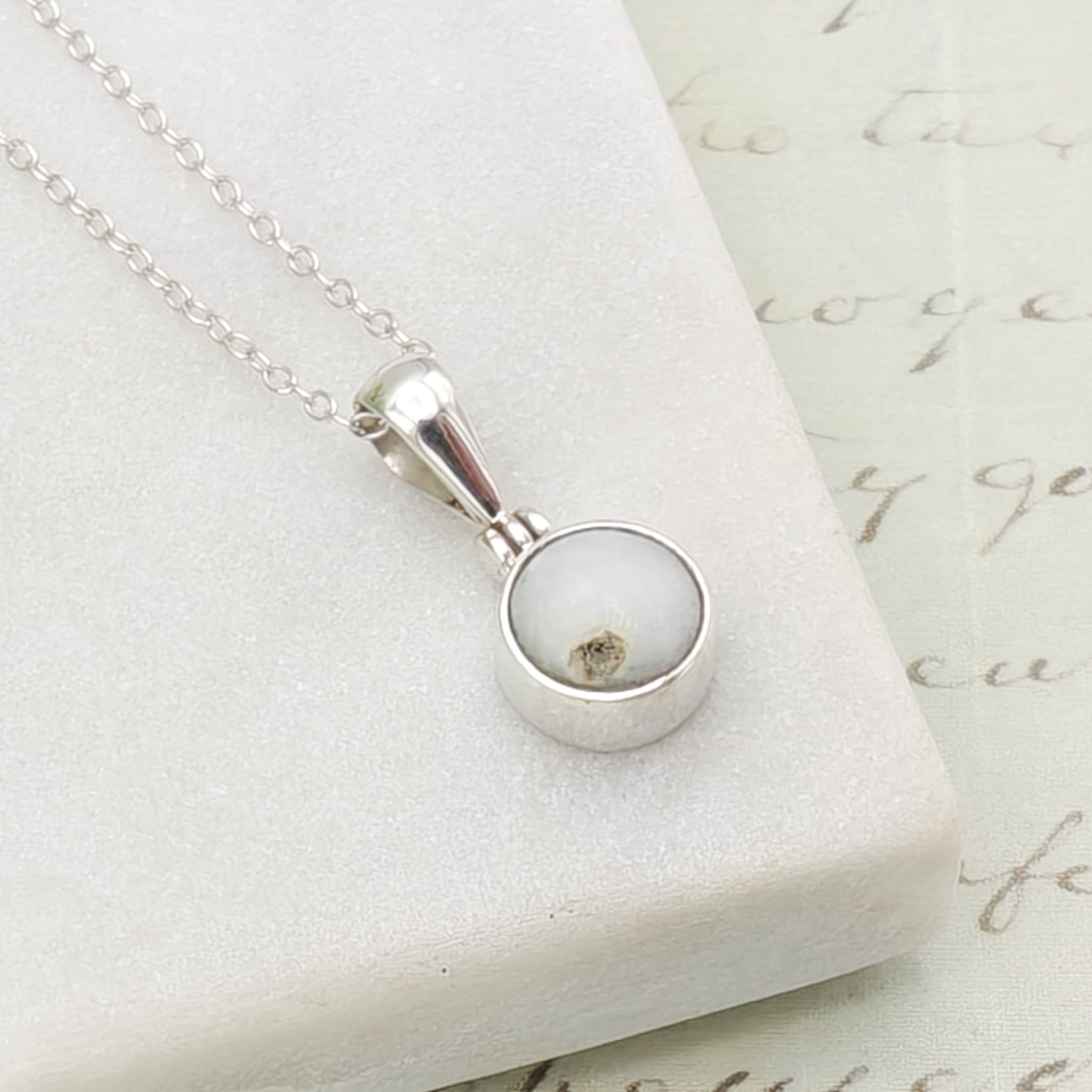 Hepburn and Hughes Isle of Skye Marble Pendant | Scottish Gift | 8mm Round Stones | Sterling Silver