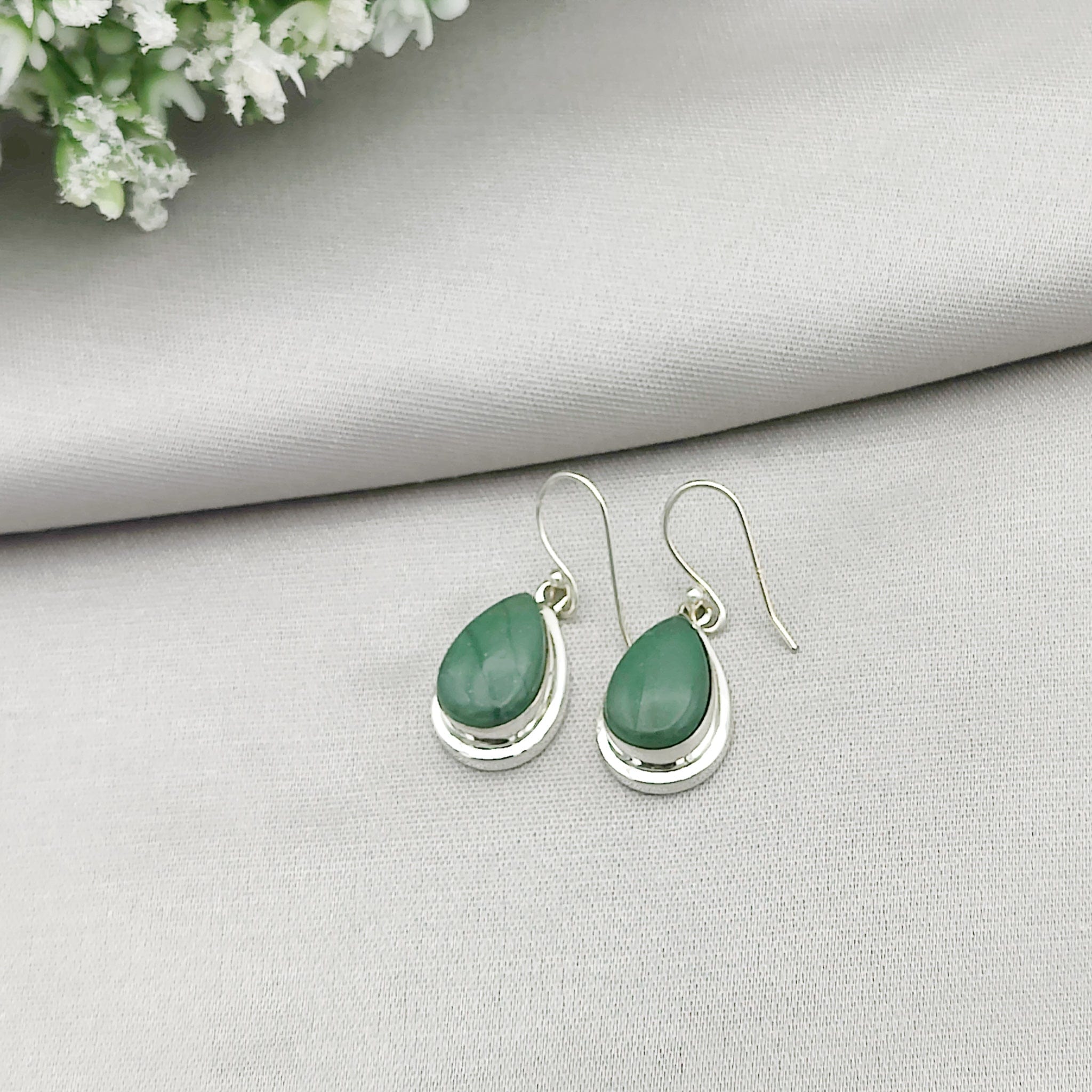Hepburn and Hughes Jade Earrings | Green Gemstone | 35th Anniversary | Sterling Silver