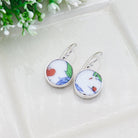 Hepburn & Hughes Japanese Imari Earrings | Round Porcelain Drop | Sterling Silver