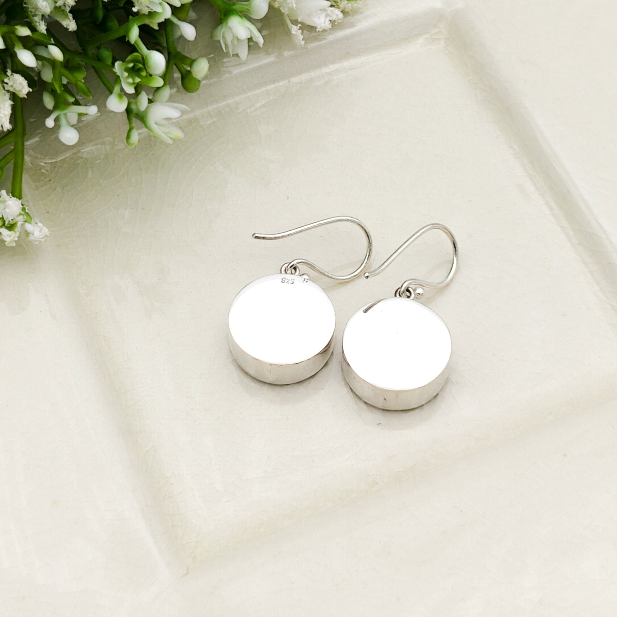 Hepburn & Hughes Japanese Imari Earrings | Round Porcelain Drop | Sterling Silver