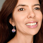 Hepburn & Hughes Japanese Imari Earrings | Round Porcelain Drop | Sterling Silver