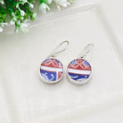 Hepburn & Hughes Japanese Imari Earrings | Round Porcelain Drop | Sterling Silver