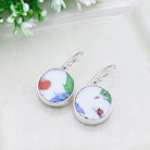 Hepburn & Hughes Japanese Imari Earrings | Round Porcelain Drop | Sterling Silver
