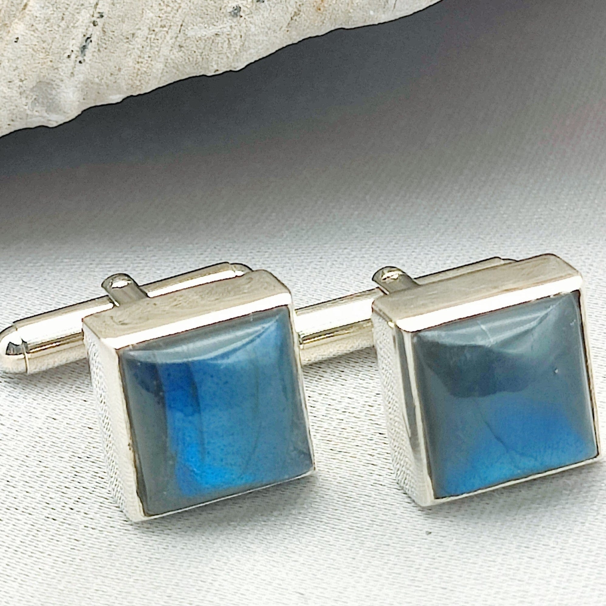 Hepburn and Hughes Labradorite Cufflinks | Blue Gemstone | Sterling Silver
