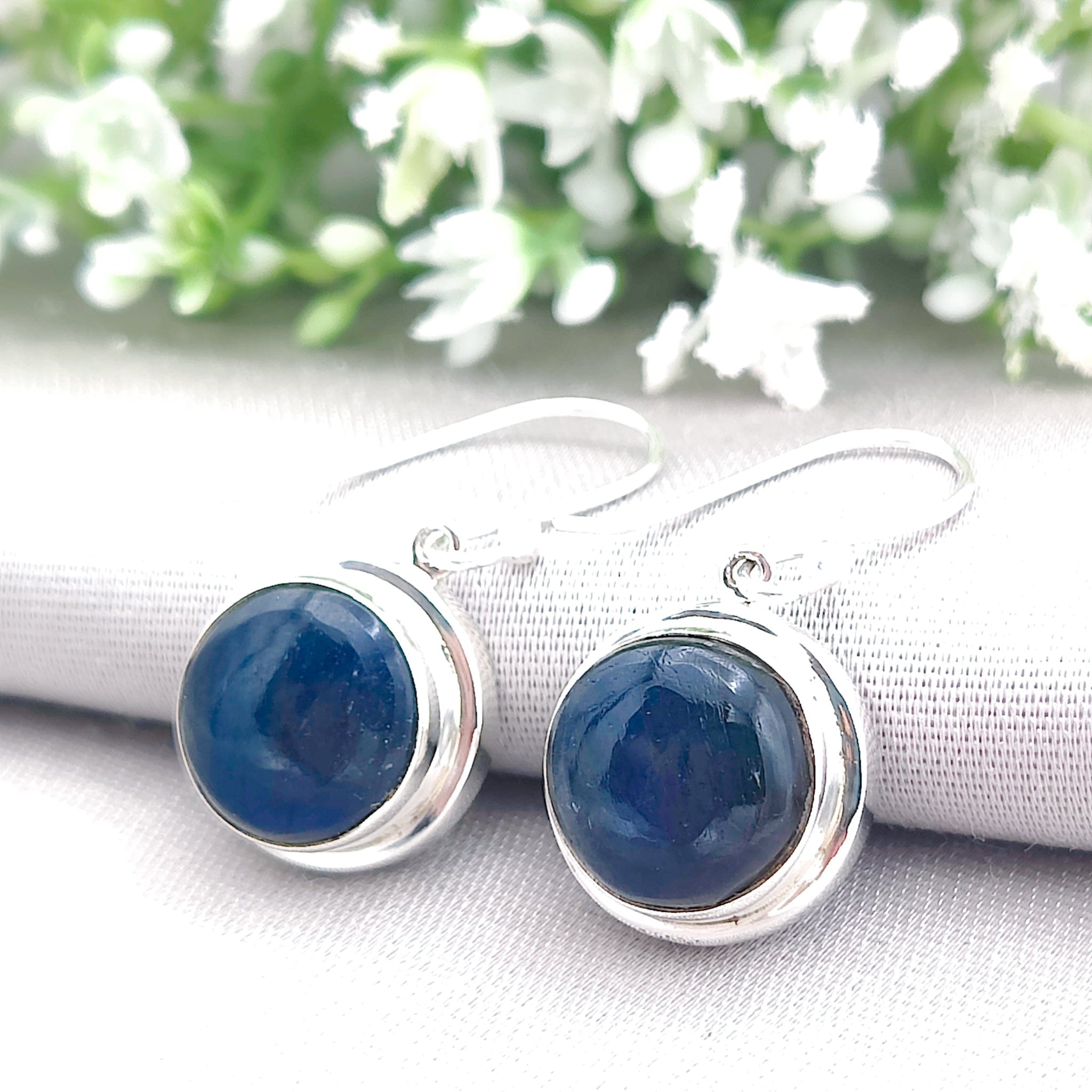 Hepburn and Hughes Labradorite Earrings | Blue Oval or Round Gemstones | Sterling Silver