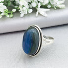 Hepburn and Hughes Labradorite Ring | Large Oval Blue Gemstone | Sterling Silver