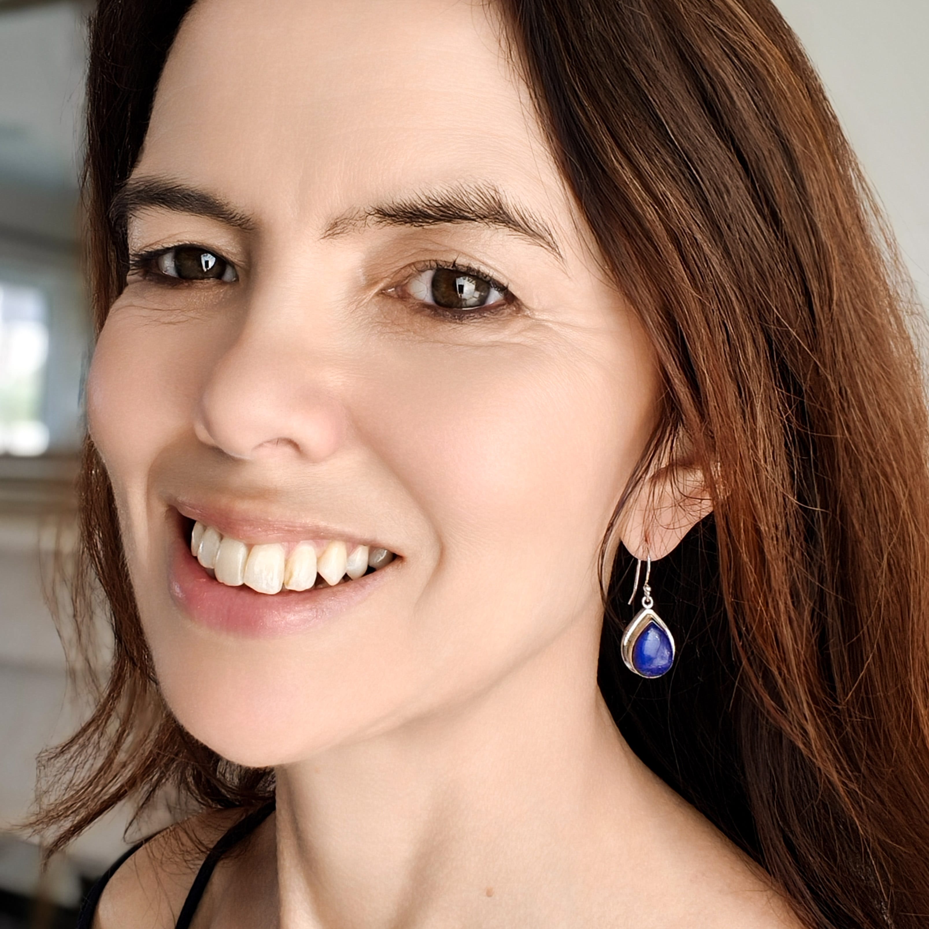 Hepburn and Hughes Lapis Lazuli Earrings | 15mm Teardrop | September Birthstone | Sterling Silver