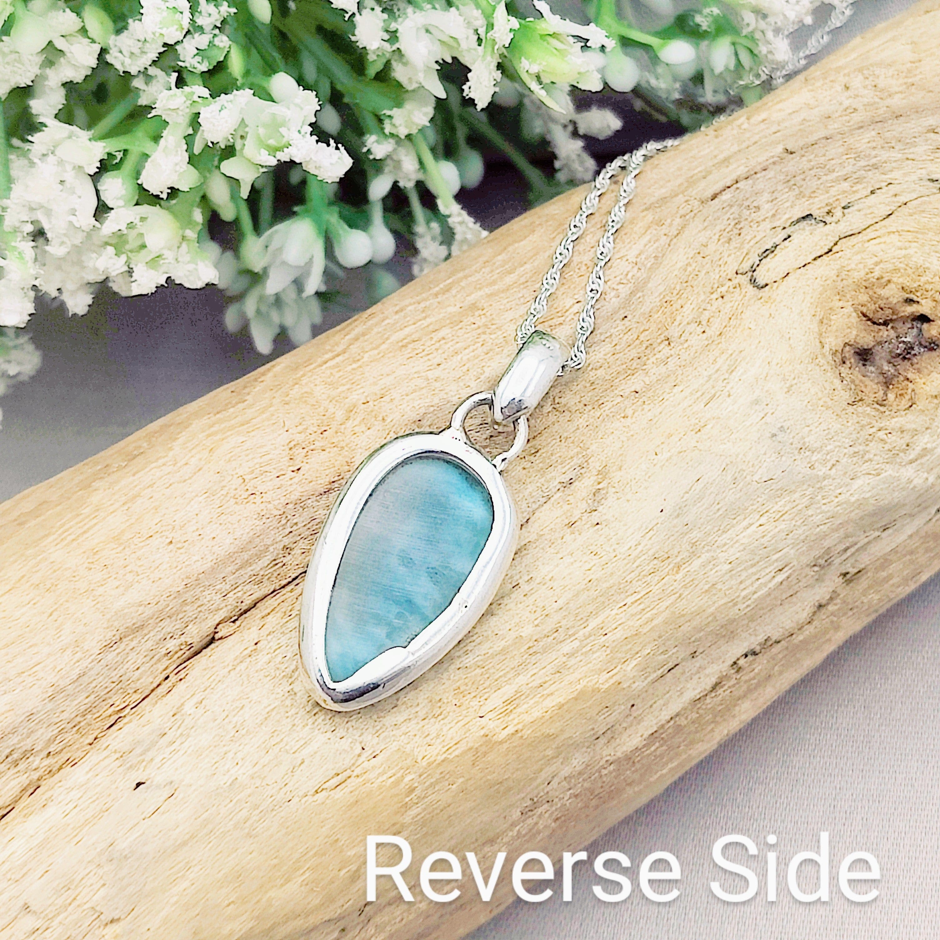 Hepburn and Hughes Larimar Gemstone Pendant | Teardrop 2 Options | Sterling Silver