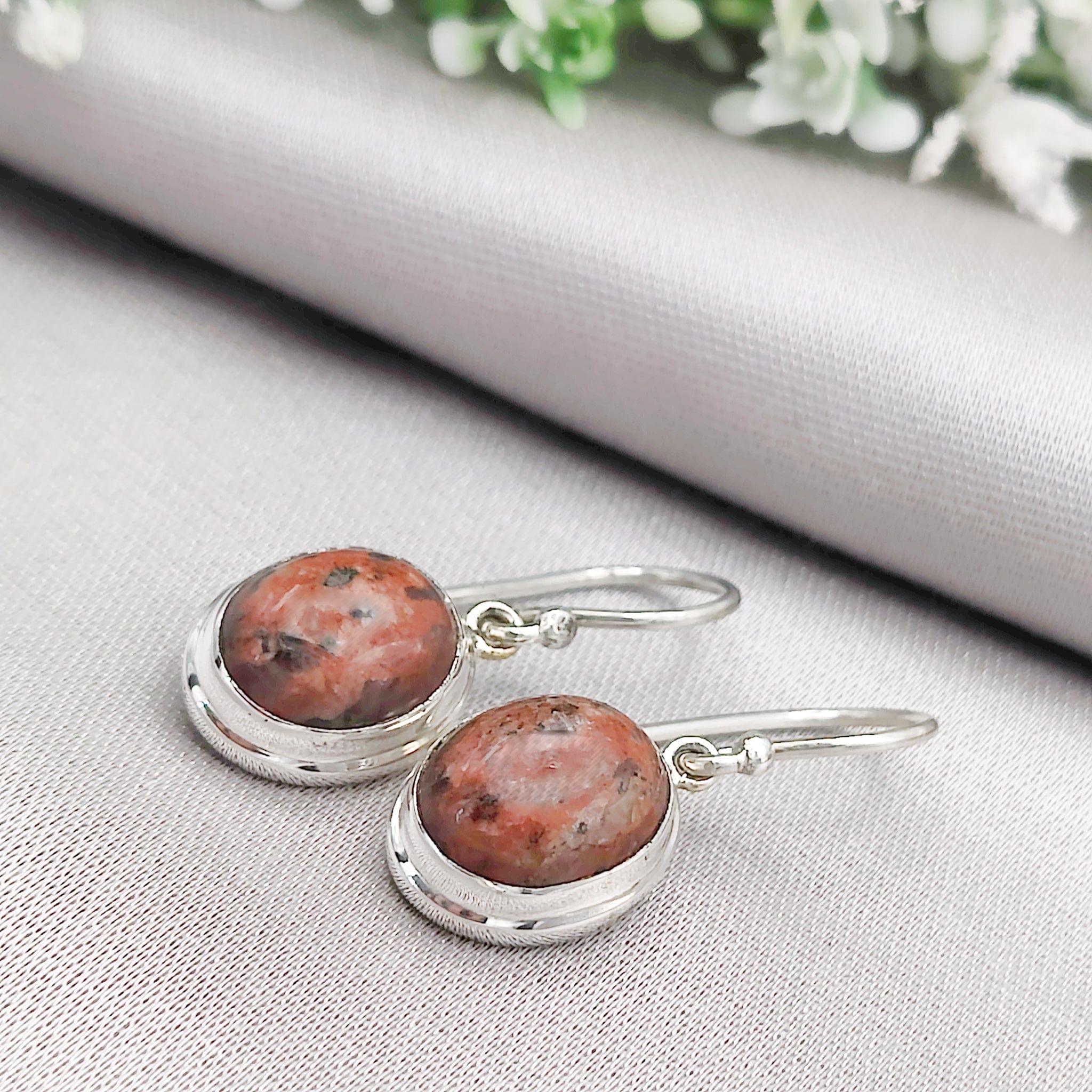 Hepburn and Hughes Lewisian Gneiss Earrings | Scottish Geology Gift | 12mm Oval Stones | Sterling Silver