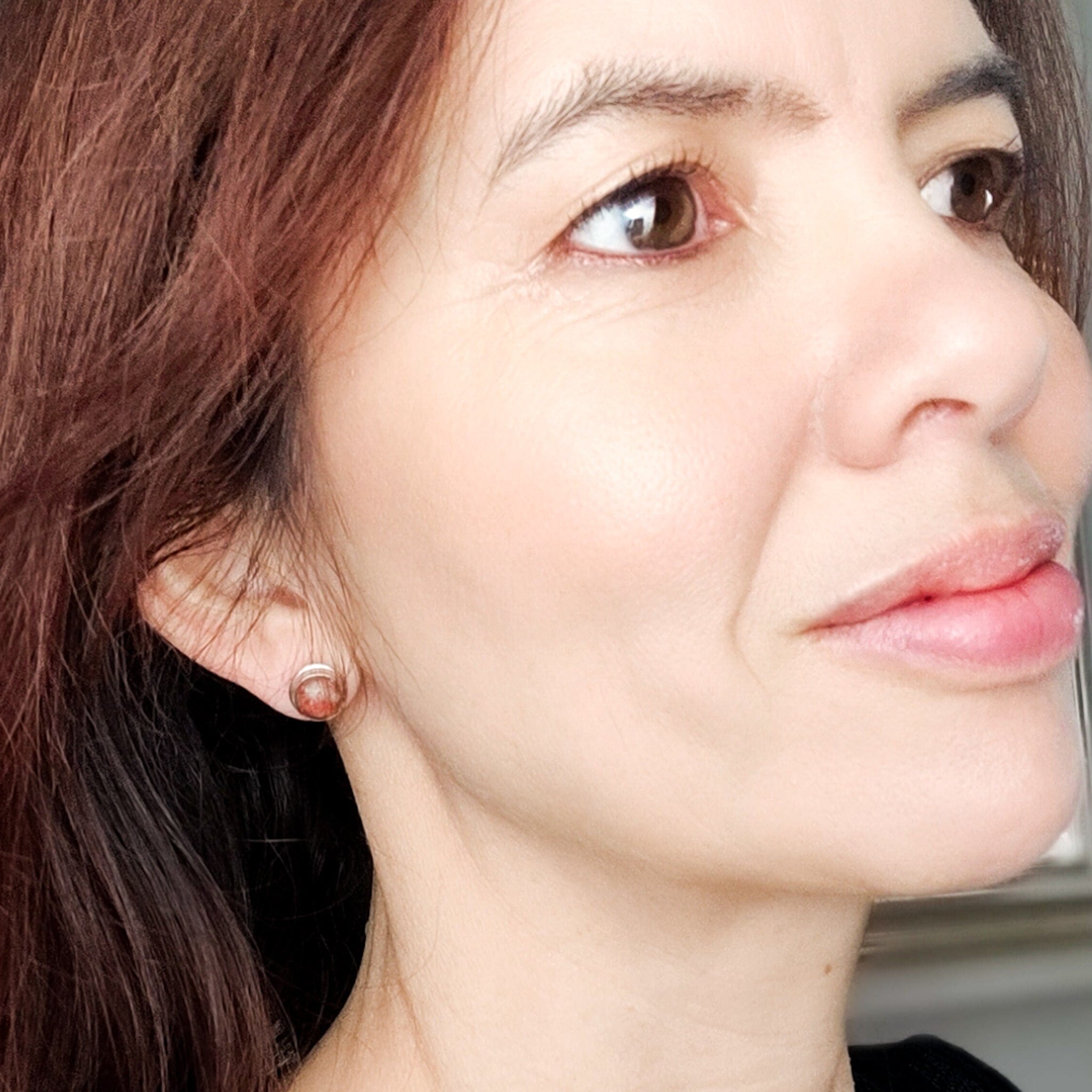 Hepburn and Hughes Lewisian Gneiss Earrings | Scottish Gift | 8mm Circles | Sterling Silver