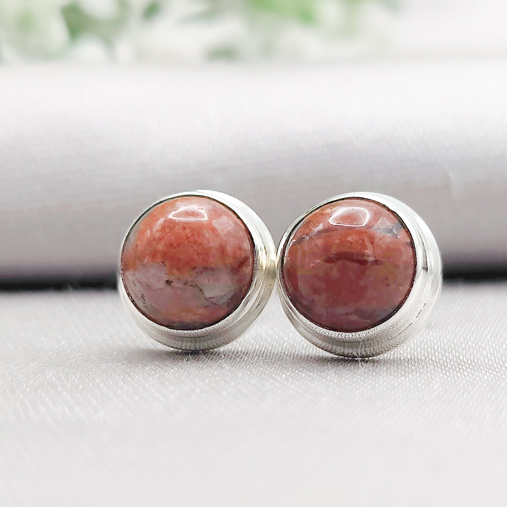 Hepburn and Hughes Lewisian Gneiss Earrings | Scottish Gift | 8mm Circles | Sterling Silver