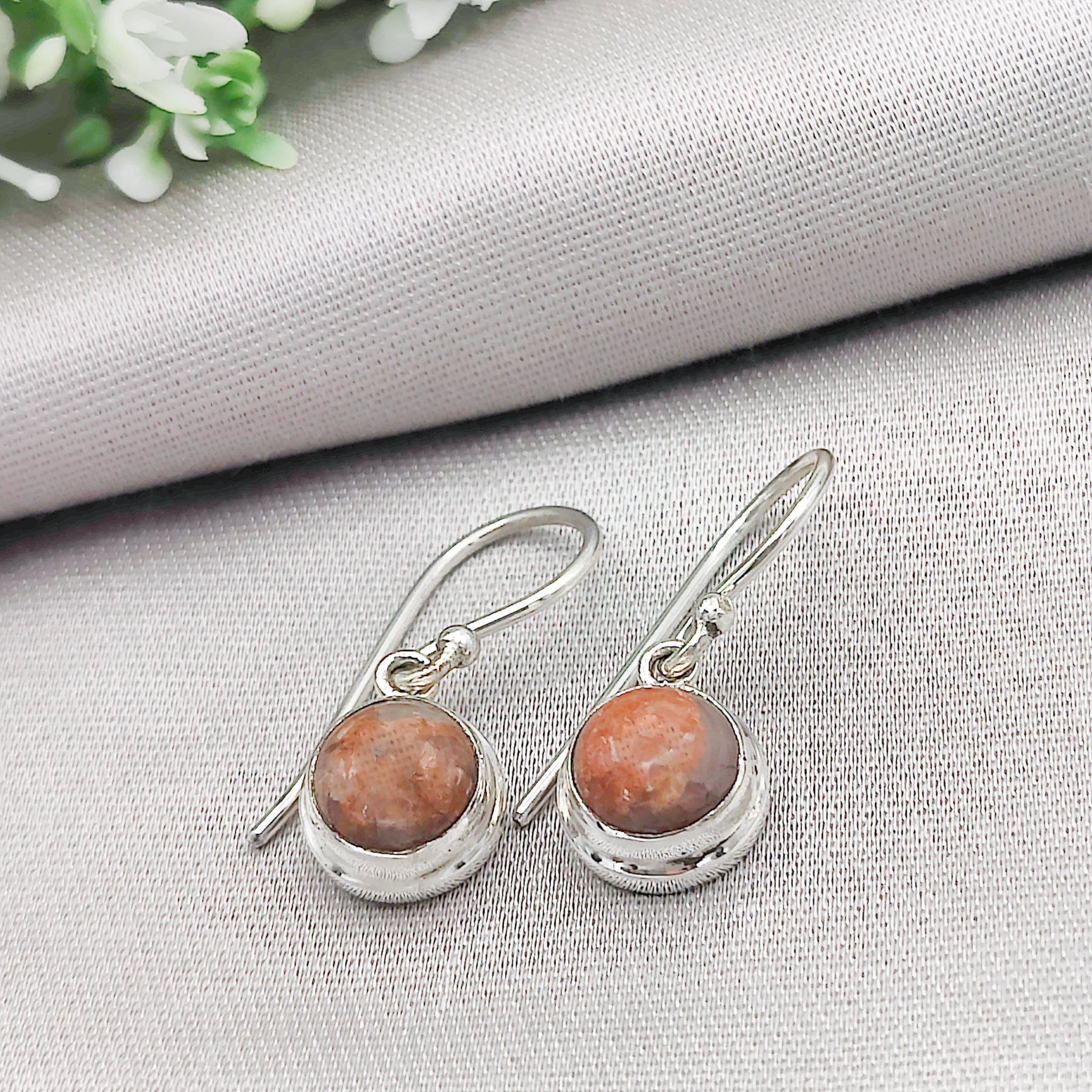 Hepburn and Hughes Lewisian Gneiss Earrings | Scottish Gift | 8mm Circles | Sterling Silver
