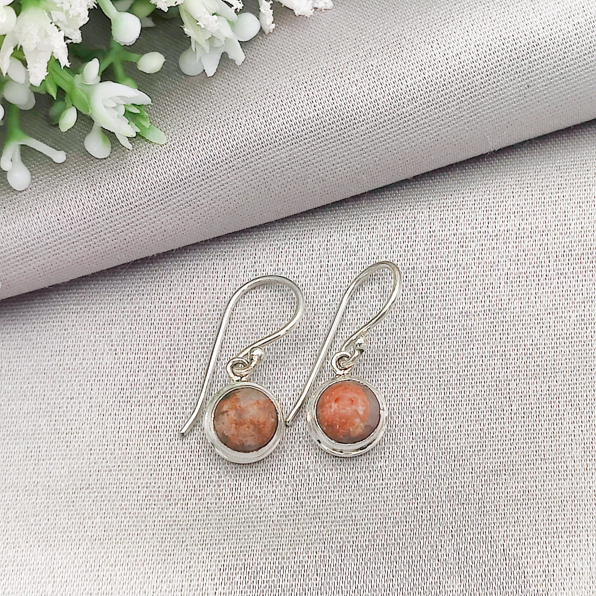 Hepburn and Hughes Lewisian Gneiss Earrings | Scottish Gift | 8mm Circles | Sterling Silver