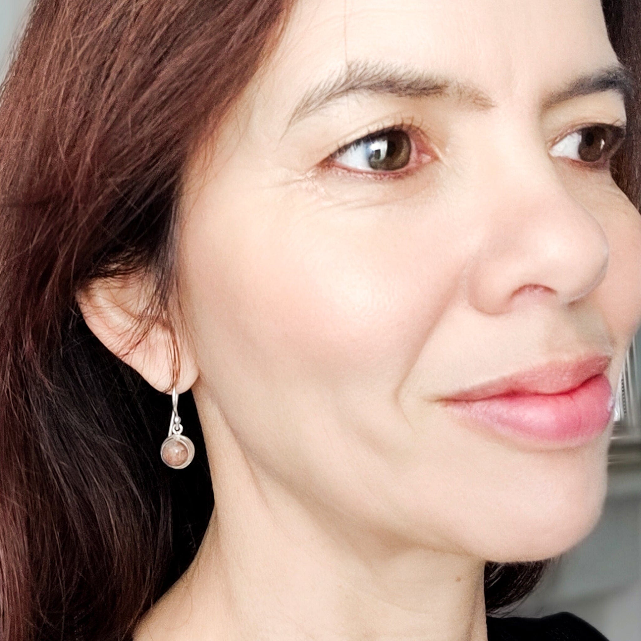 Hepburn and Hughes Lewisian Gneiss Earrings | Scottish Gift | 8mm Circles | Sterling Silver